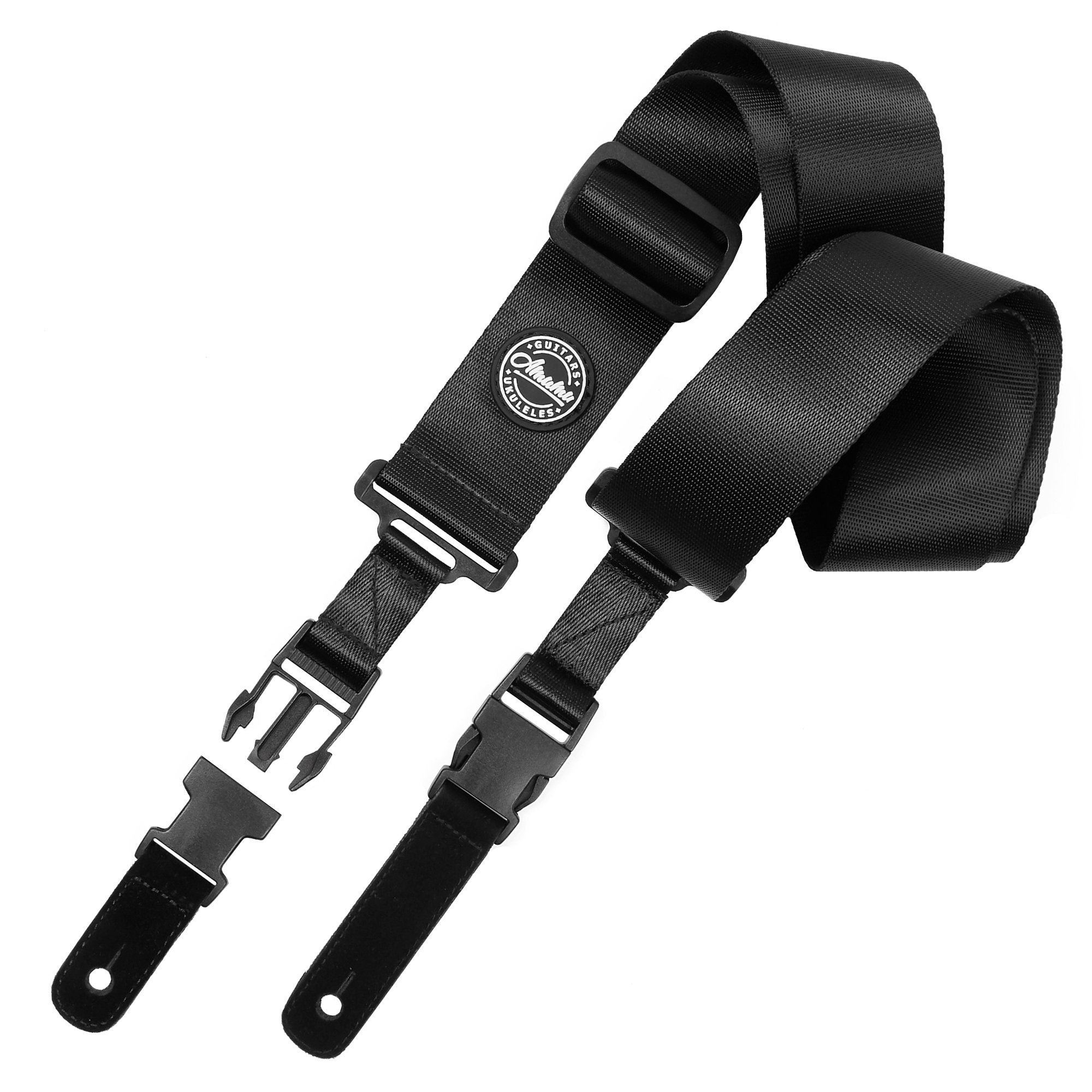 Amumu Seatbelt Guitar Strap With Clip Black Nylon For Acoustic Guitar Electric Guitar And Bass Guitar Include Strap Blocks & Hea