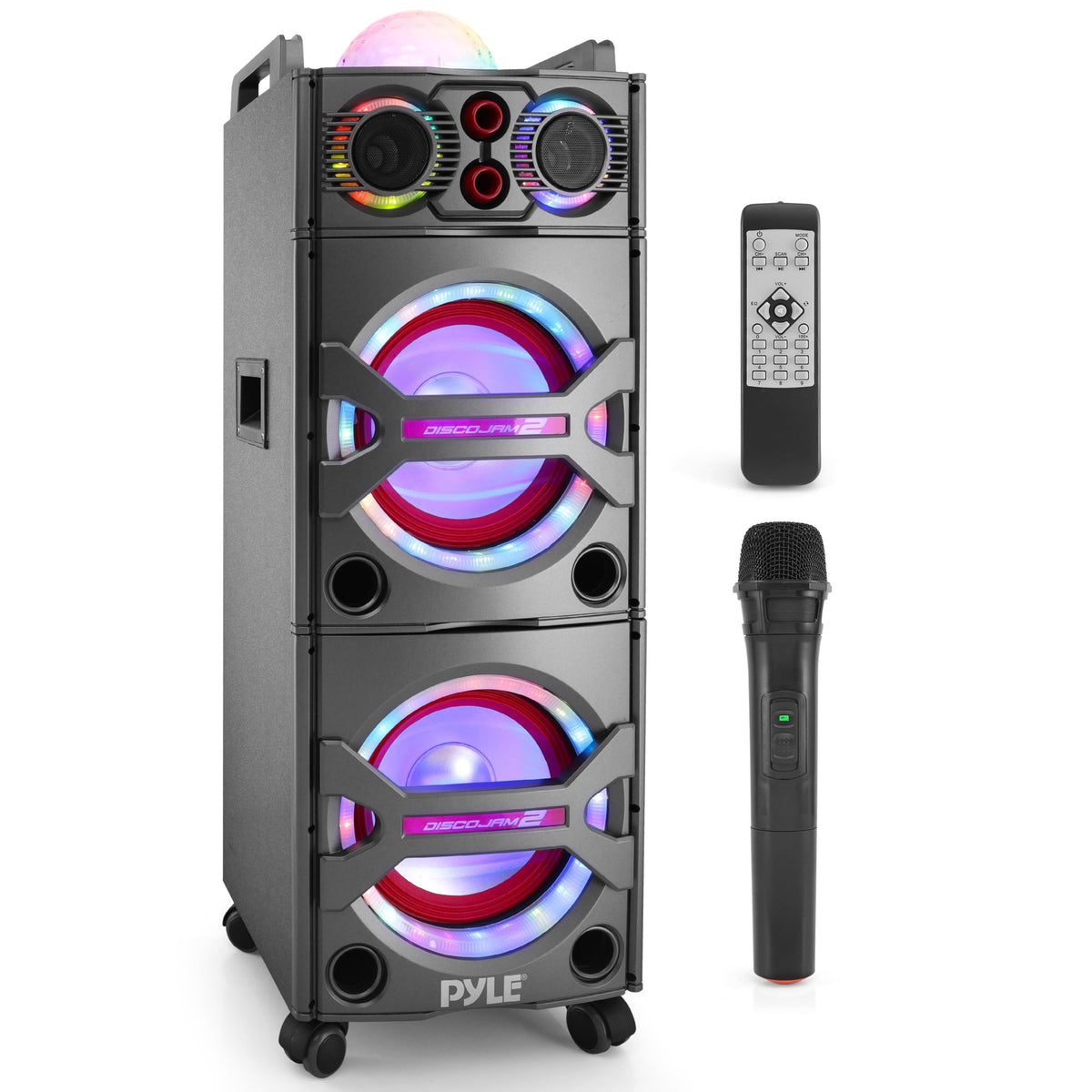 Pyle Portable Bluetooth Pa Speaker System - 2000W Active Powered Outdoor Bluetooth Speaker Portable Pa System W/ Microphone In,