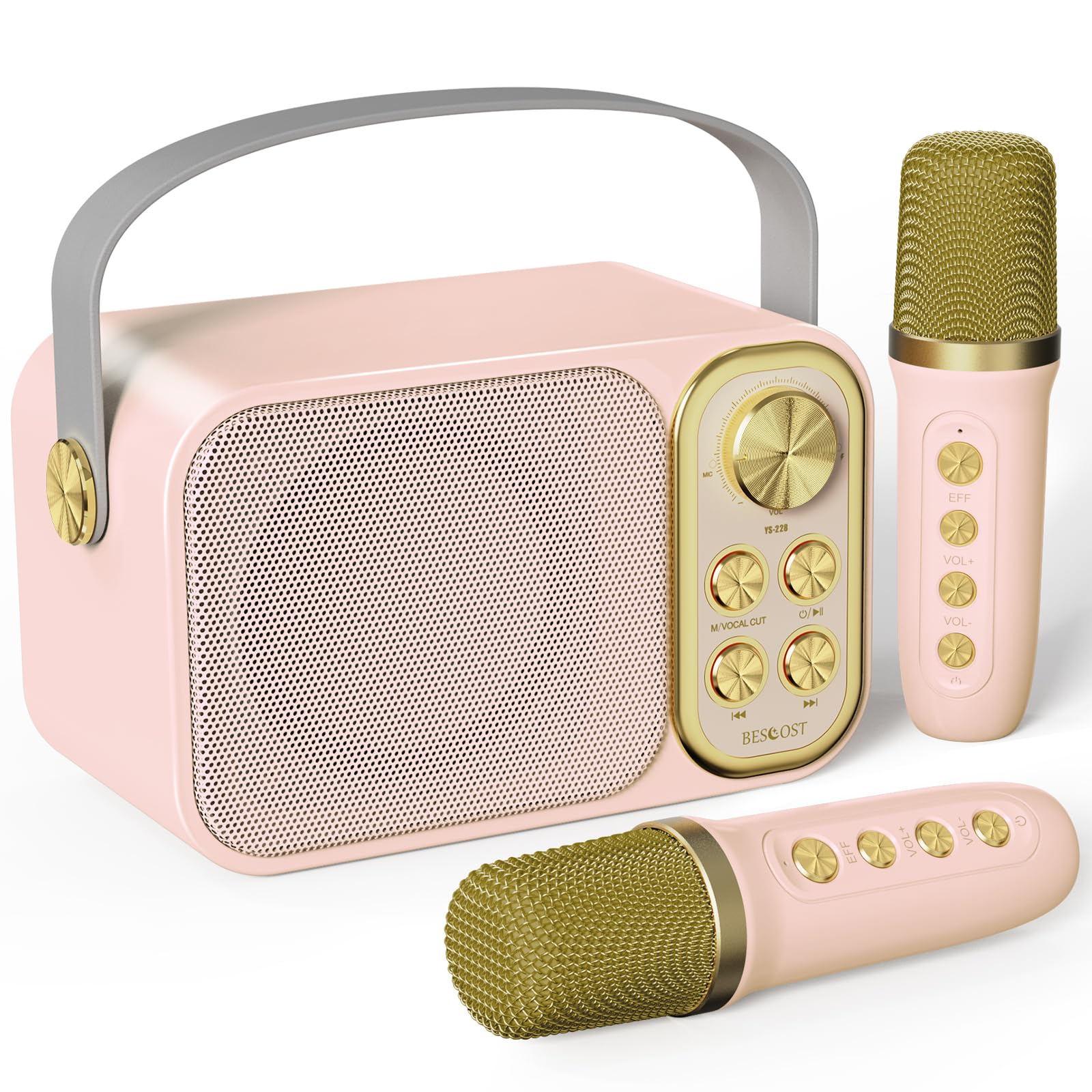 Mini Karaoke Machine For Kids, With 2 Wireless Microphone, Portable Bluetooth Speaker, Kids Karaoke Machine To Sing Anywhere, Fo