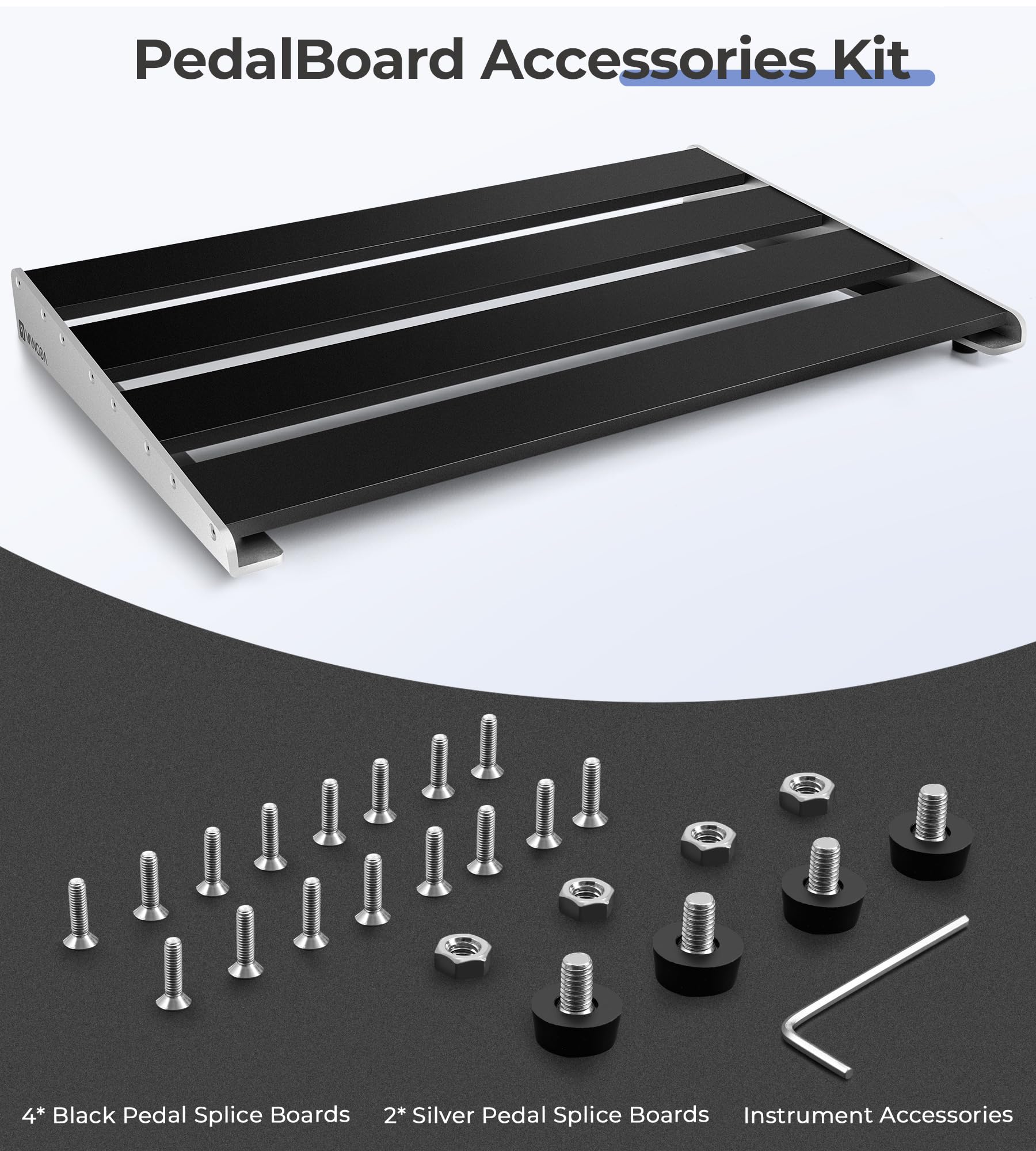 Vangoa Guitar Pedal Board, Aluminium Alloy 2.8lb Light Pedal Board 18.1''   11.8''   1.9'' Sturdy Effect Pedalboard for 8-12 Ped