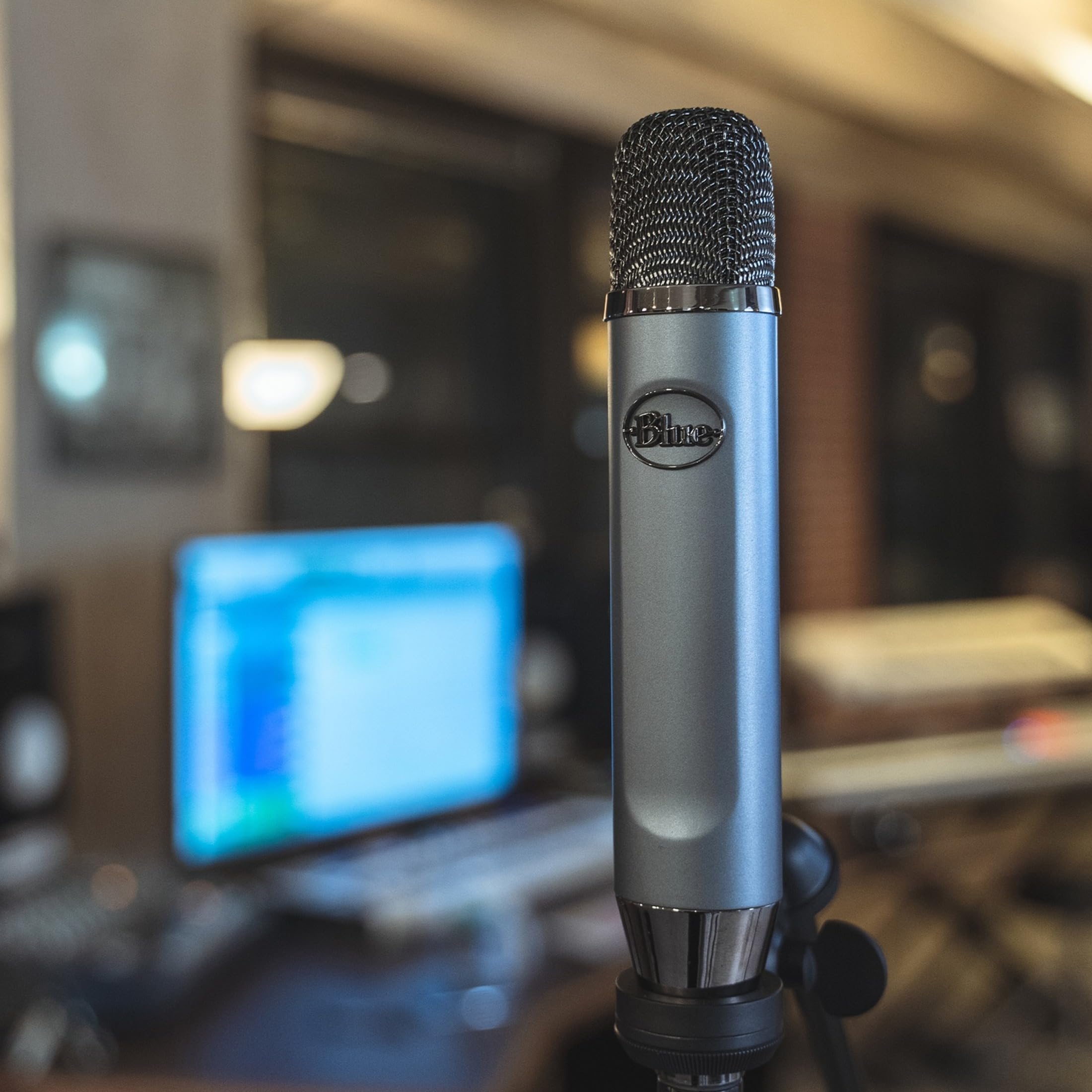 Blue Ember XLR Condenser Mic for Recording and Streaming, Custom Cardioid Capsule and Mic Stand Mount, Gray