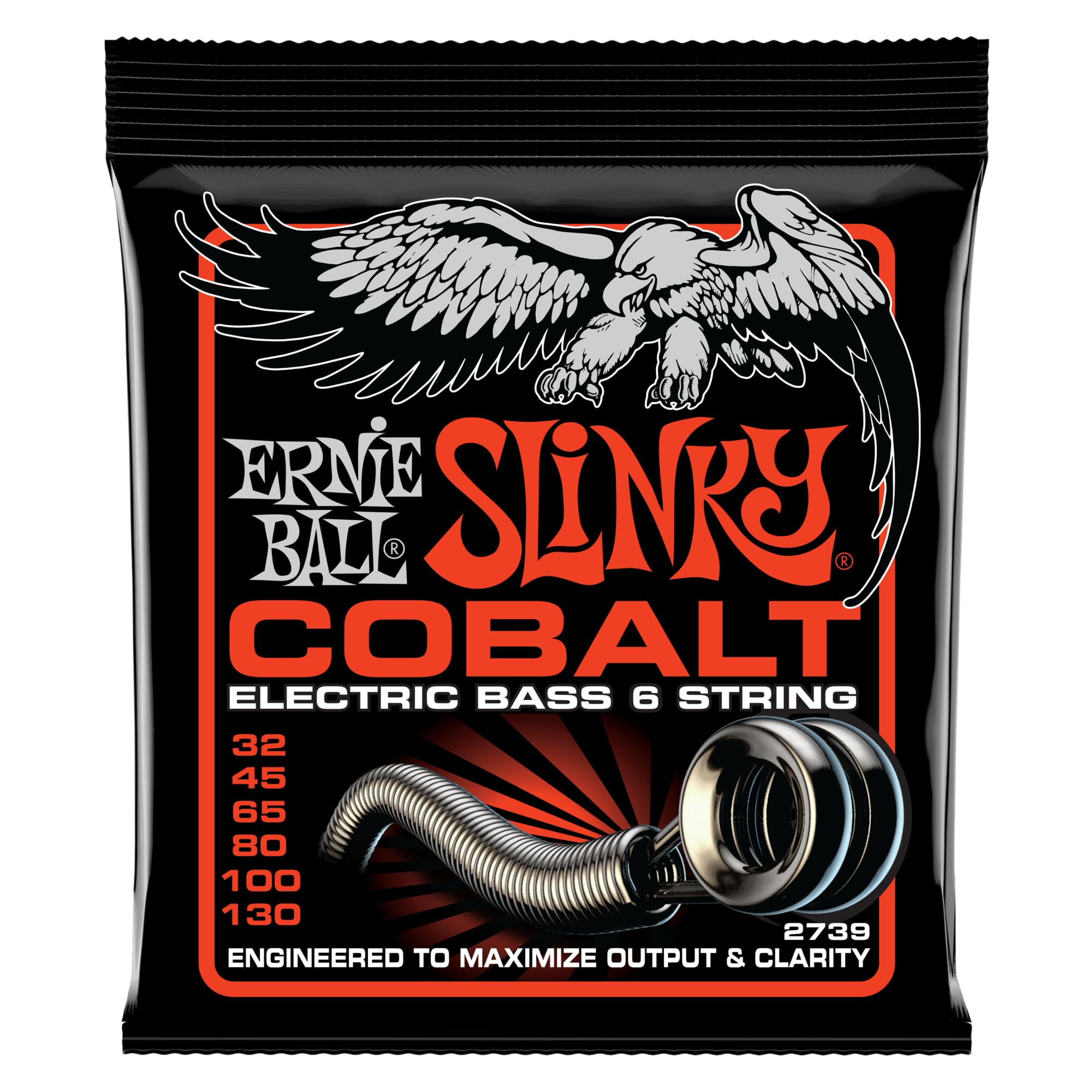Ernie Ball Slinky Cobalt 6-String Electric Bass Strings 32-130 Gauge
