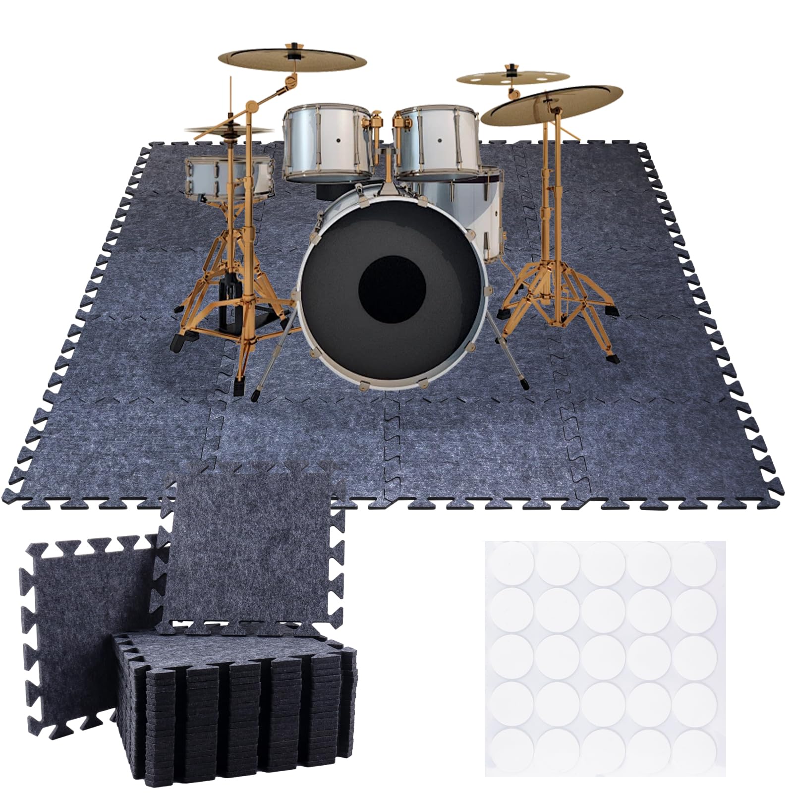 20 Pcs Thick Sound Absorbing Interlocking Floor Mats, 11.8 x 11.8 x 0.32 inches High Density Piano Carpet Drum Rug, Non-Slip Ant