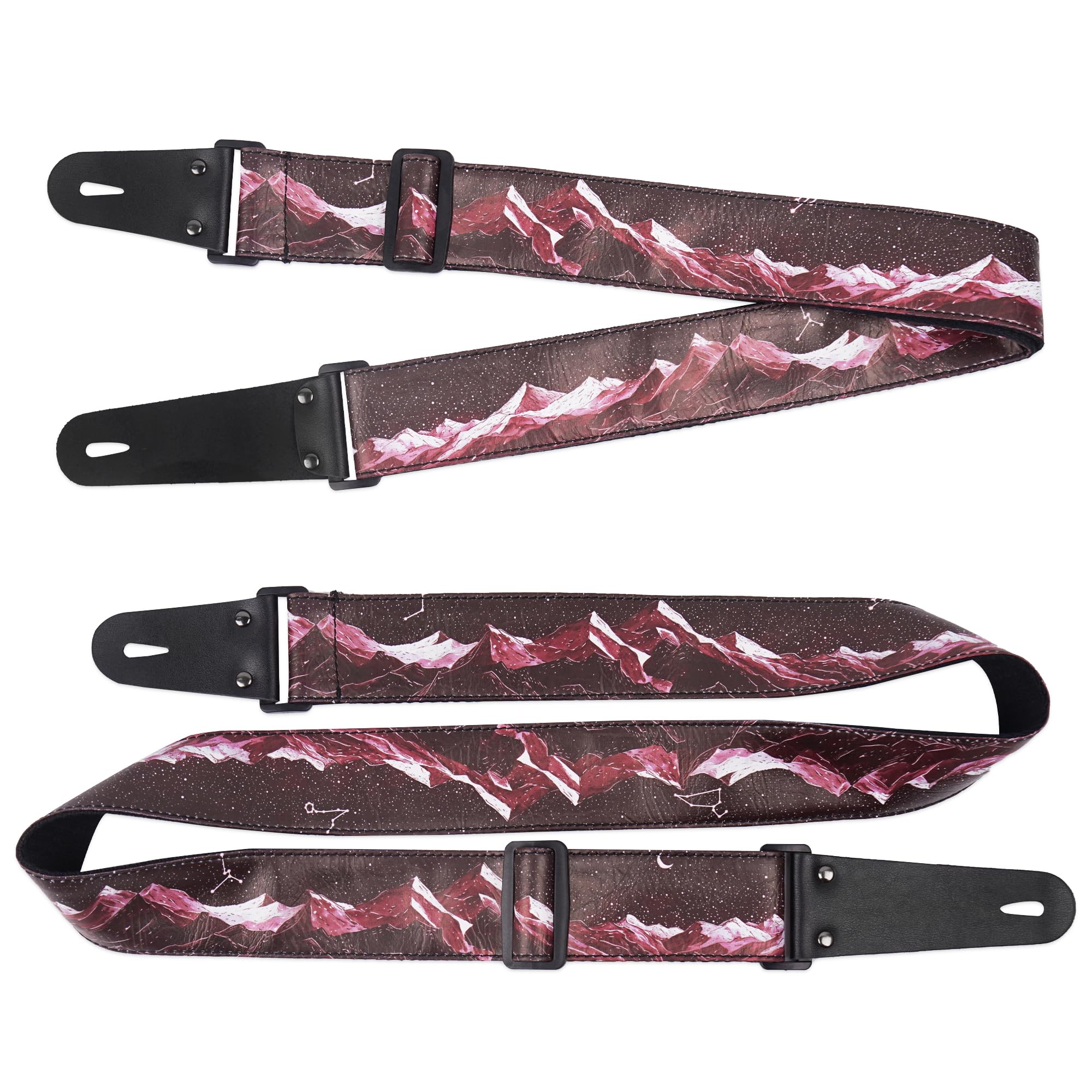 QIELIZI Adjustable Guitar Strap Includes 2 Strap Locks & 2 Matching Picks & 1 Picks Holder & 1 leather Strap Button.Leather ends