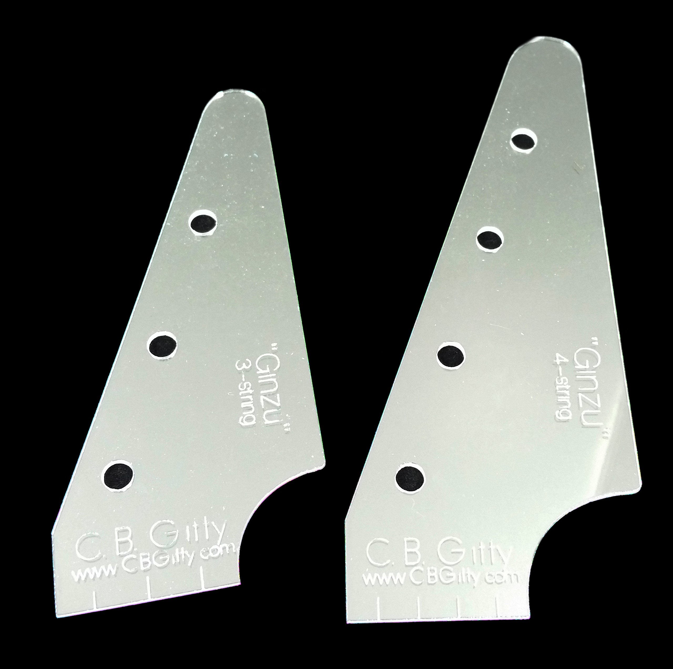 16pc. Cigar Box Guitar Headstock Shape Templates - 2 sizes each of 8 different custom designs