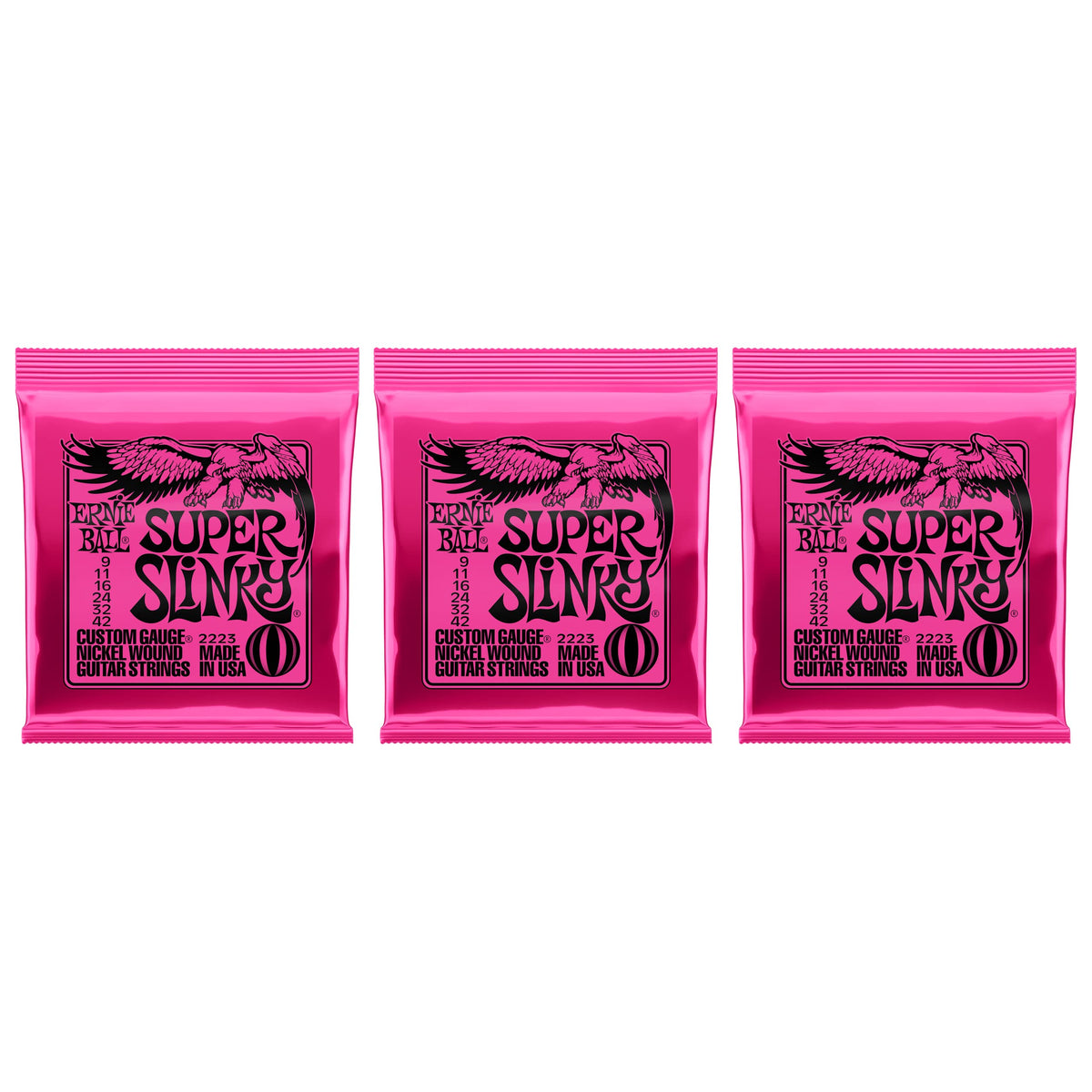 Ernie Ball, Super Slinky Electric Guitar Strings 9-42 (Pack Of 3 Sets) (2223X3)