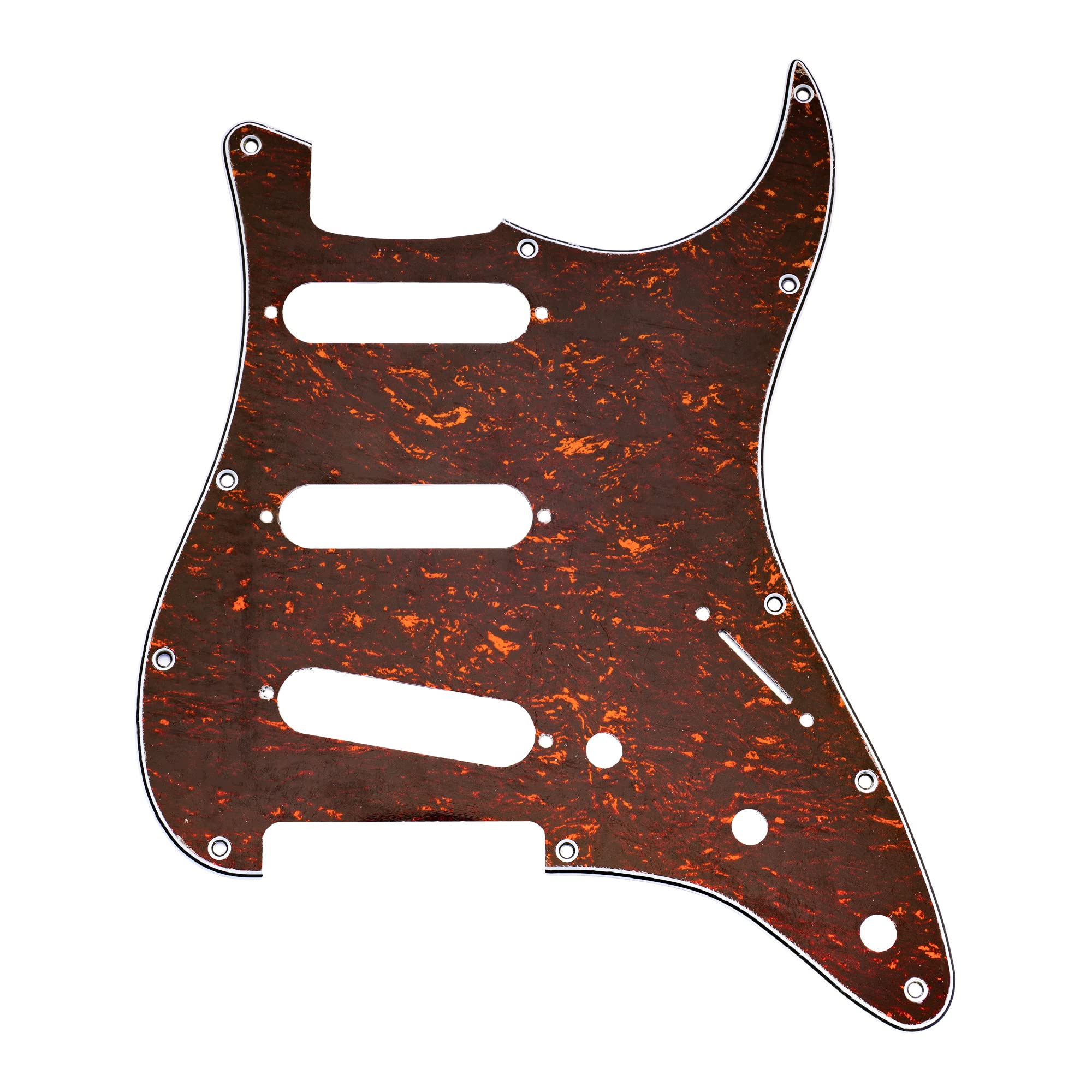Musiclily SSS 11 Hole Strat Guitar Pickguard for Fender USA/Mexico Made Standard Stratocaster Modern Style Guitar Parts,4Ply Red