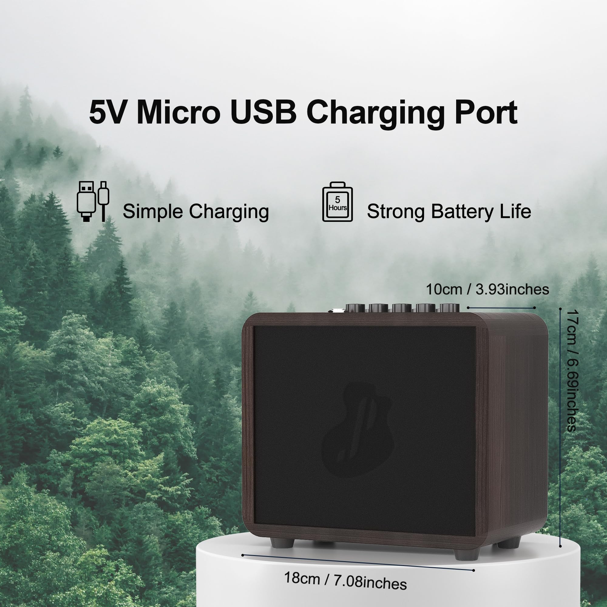 JUSTPRO 15W Mini Guitar Amp, Portable Acoustic/Electric Guitar Amplifier Rechargeable, Wireless Guitar Practice Amp with Reverb,