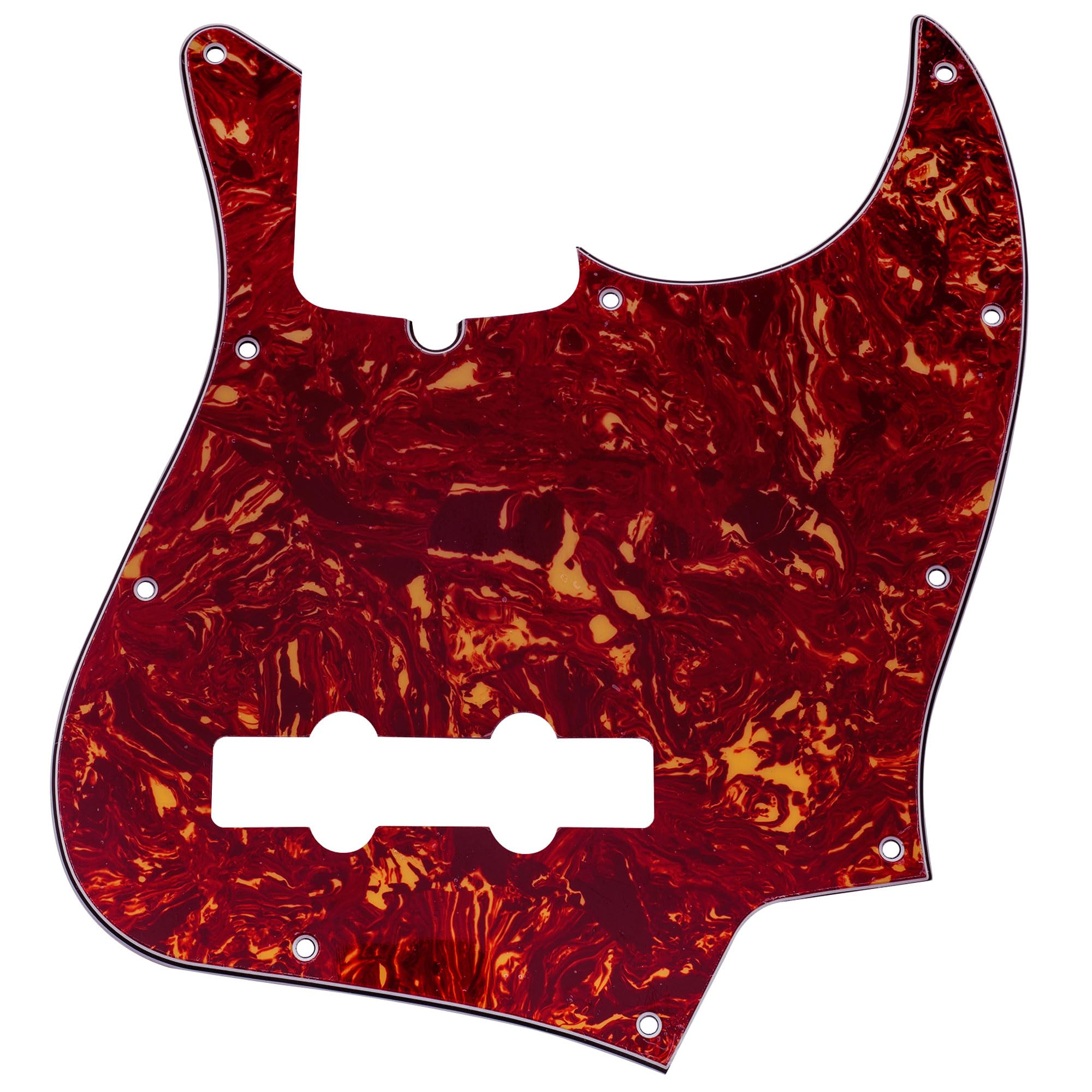 Musiclily Pro 10 Hole Jazz Bass Pickguard J Bass Scratch Plate for 4 String Jazz Bass Modern Style, 4Ply Vintage Tortoise Shell
