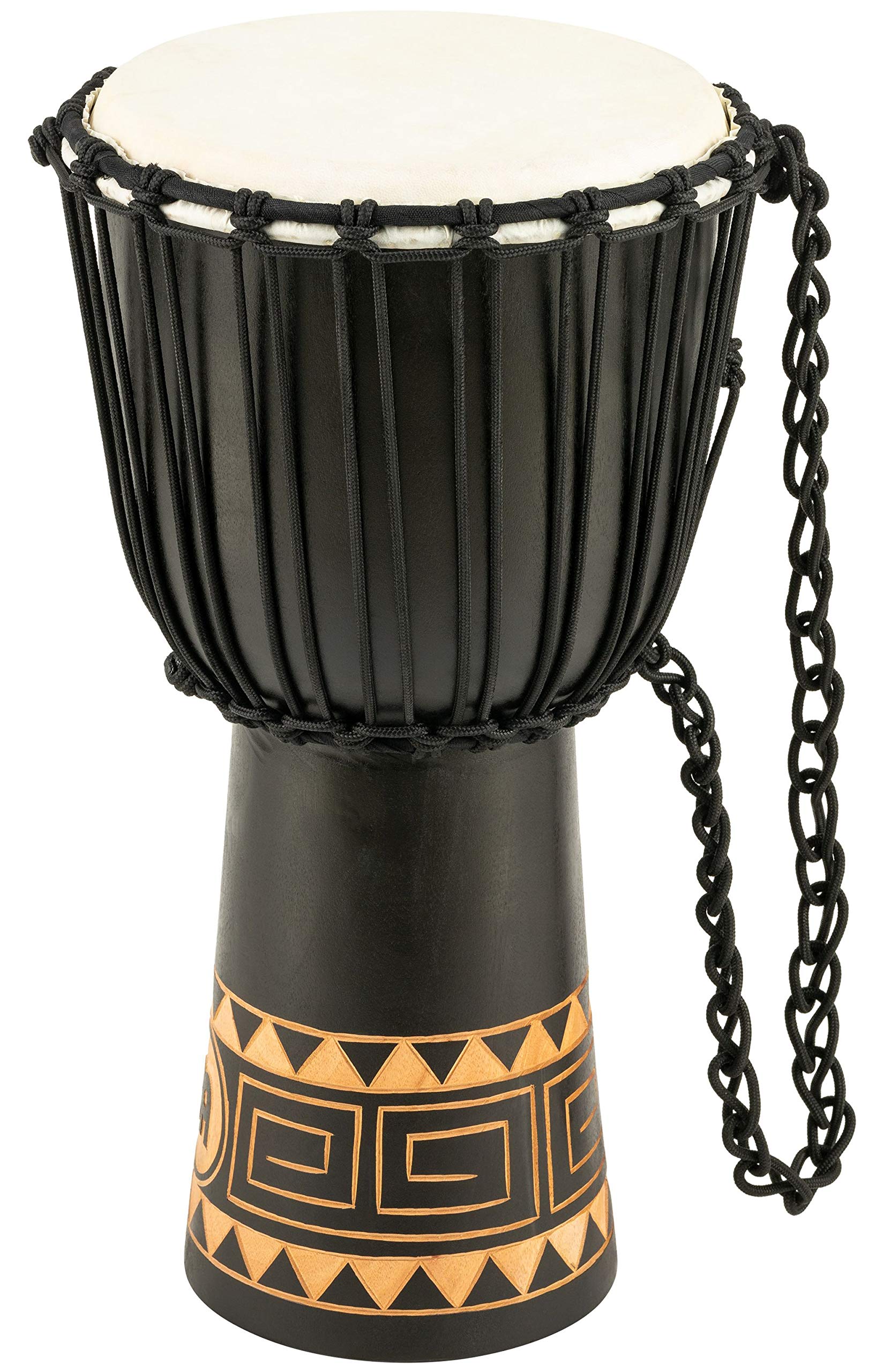 Meinl Percussion Djembe Hand Drum Circle Instrument, Carved Mahogany Headliner Series - NOT Made in China - African Mali Weave R