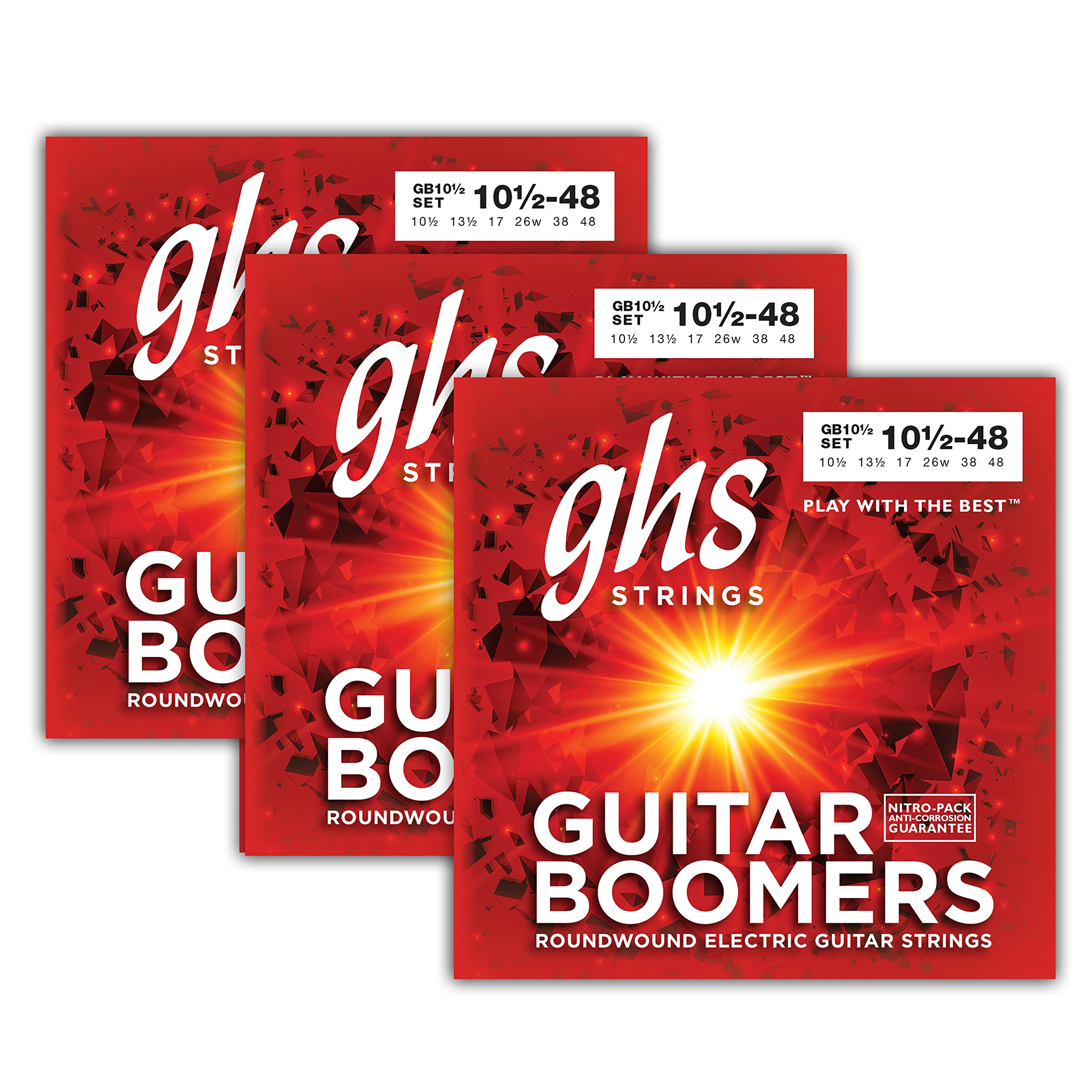Ghs Strings - Guitar Boomers - Light + - Gb10 1/2-3 Set Electric Guitar Strings, 10 1/2-48, Pack Of 3