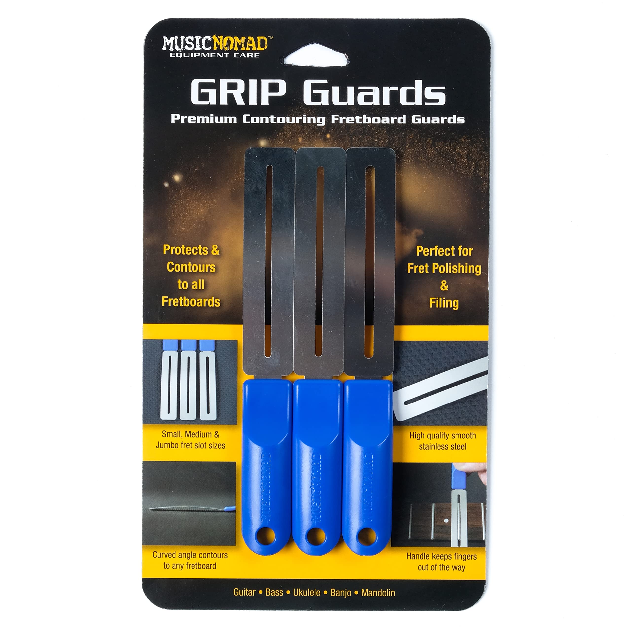 MusicNomad GRIP Premium Fretboard Guards (MN225), stainless steel