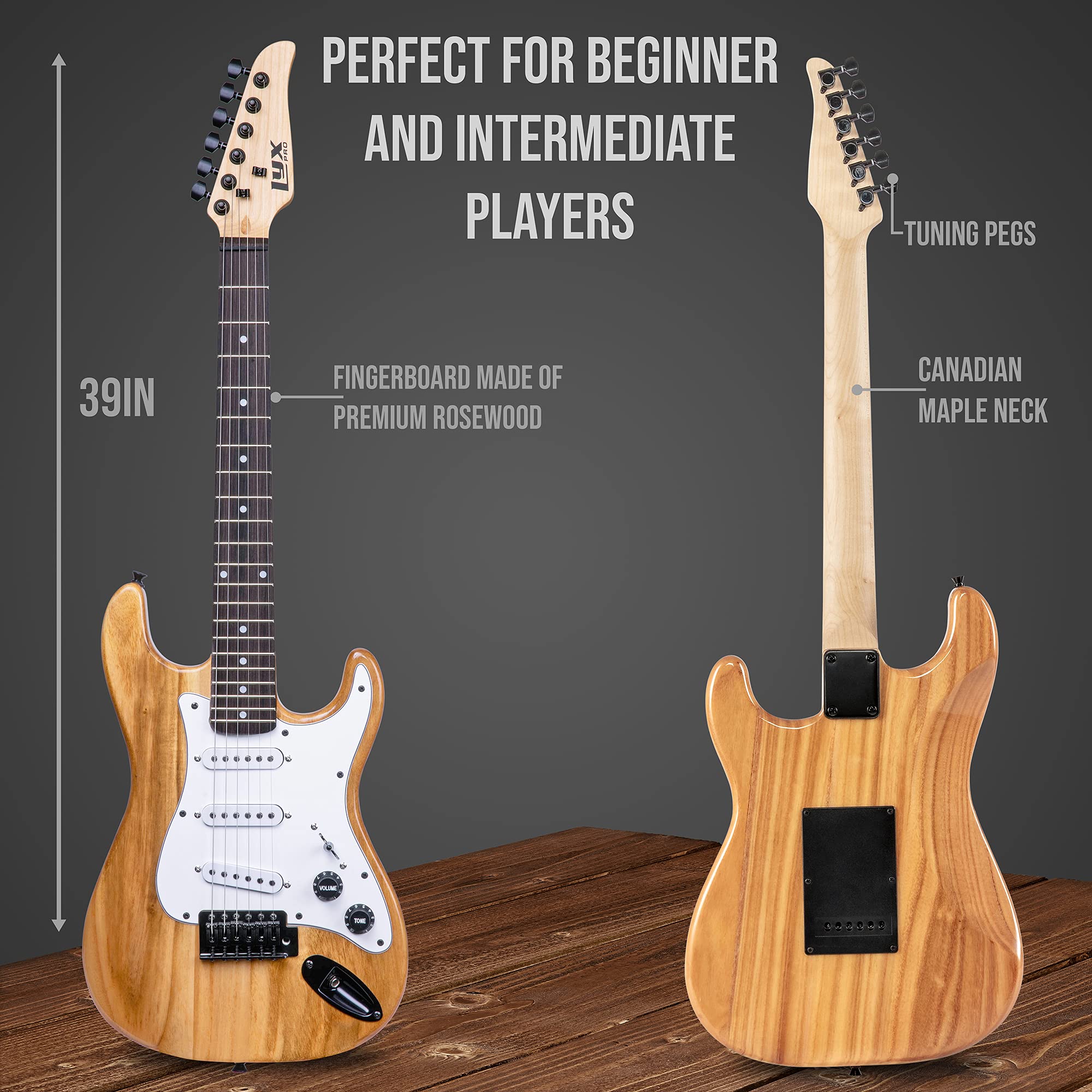 LyxPro 36 Inch Electric Guitar and Kit for Kids with 3/4 Size Beginners Guitar, Amp, Six Strings, Two Picks, Shoulder Strap, Dig