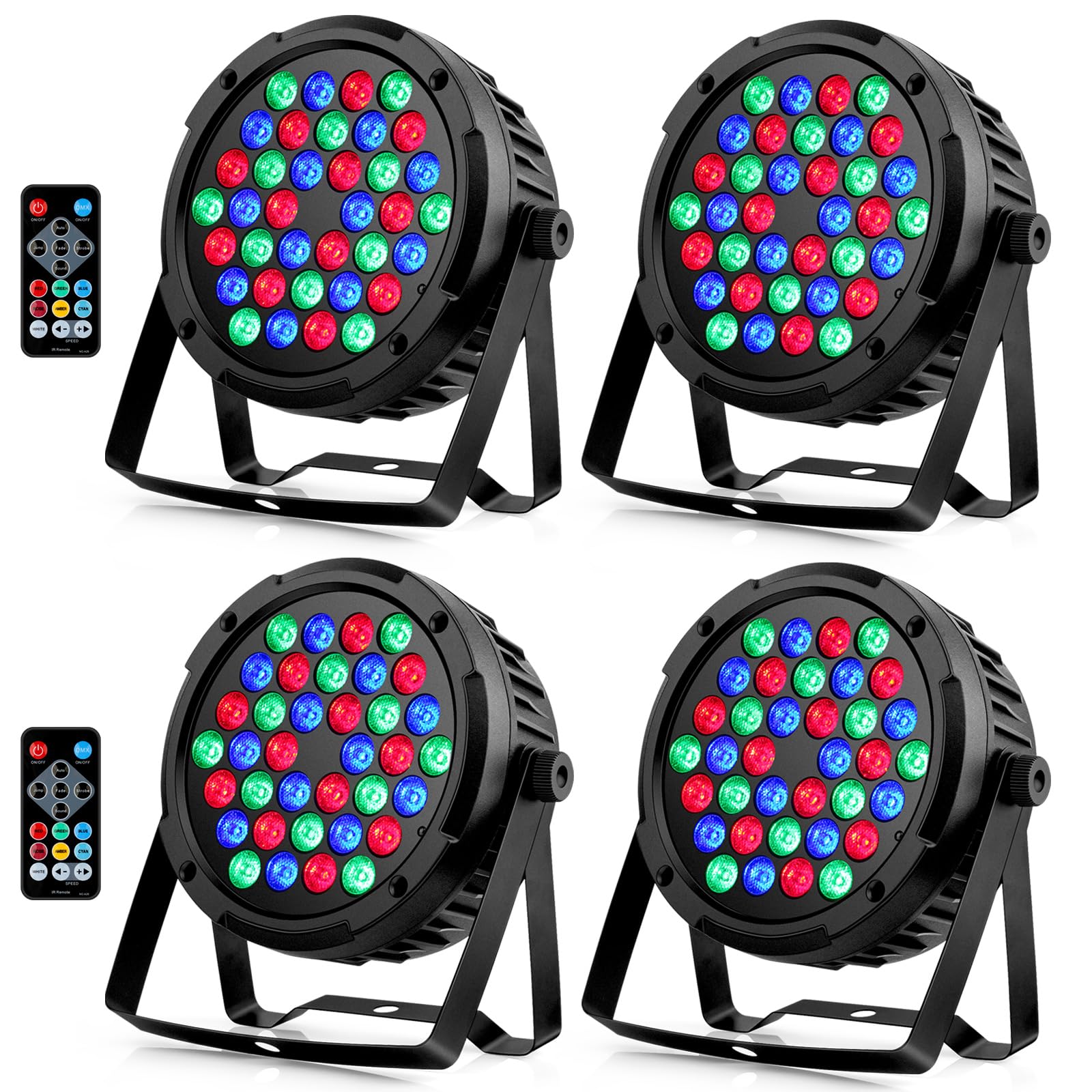 36Led Par Lights 4 Pack - 36W Rgb Par Can Lights Remote Dmx Control Uplighting For Events Wedding Christmas Party Dj Music Dance