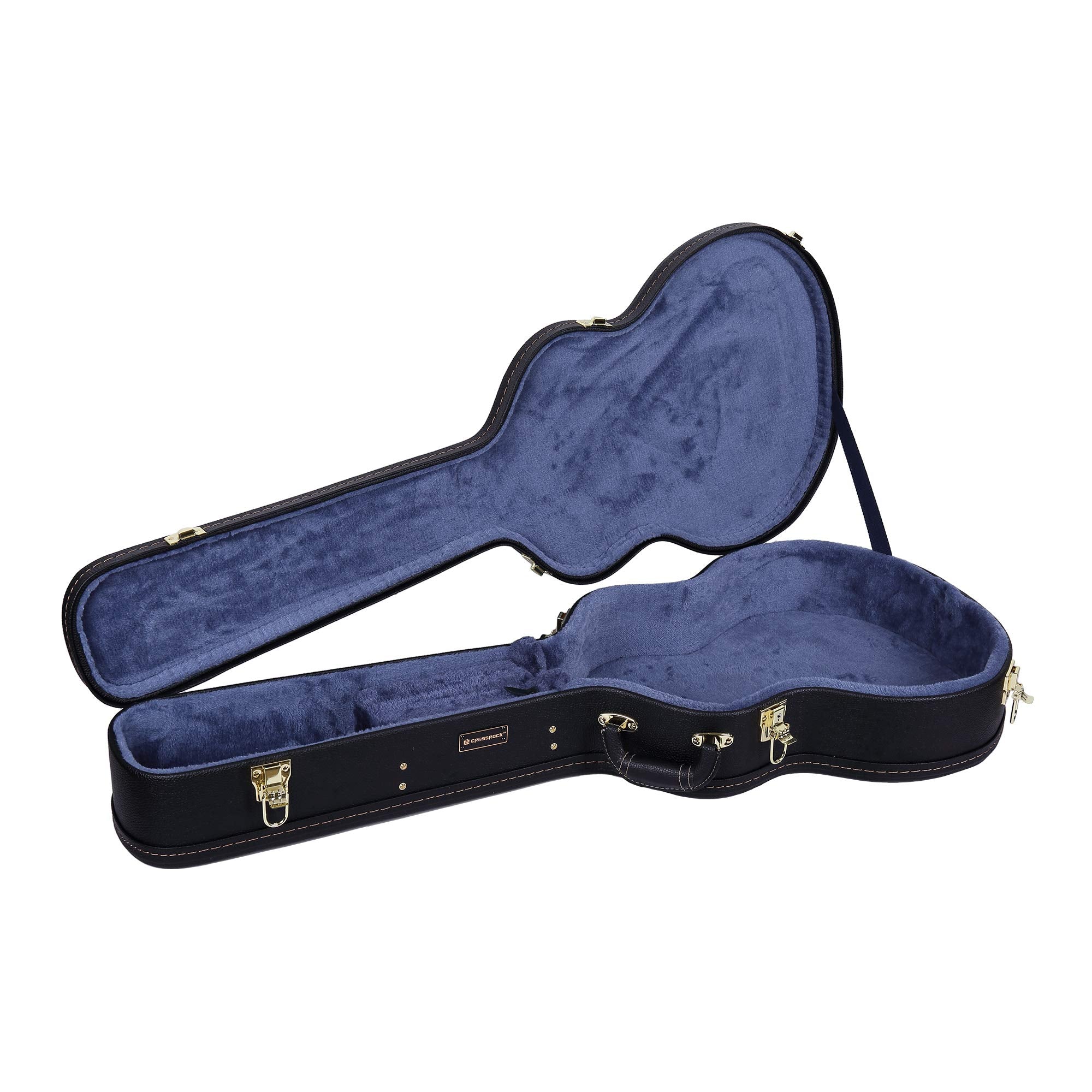 Crossrock Deluxe Wood Hard Case for OM/000 Guitar Case, Compatible to 4/4 Classical Guitar, Black(CRW600OMBK)