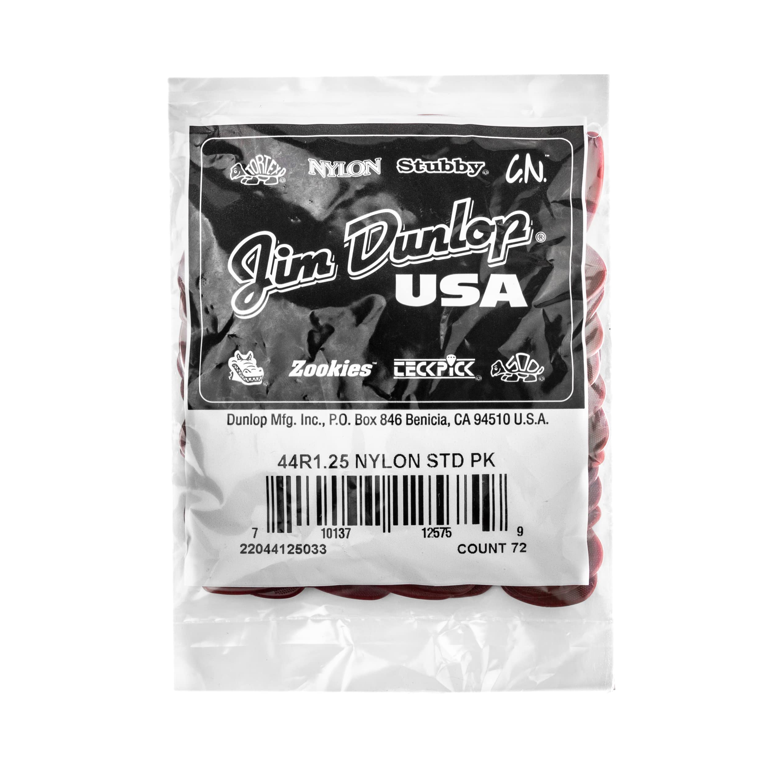 Jim Dunlop Nylon Standard 1.25mm Guitar Picks-72 Pack (44R125)