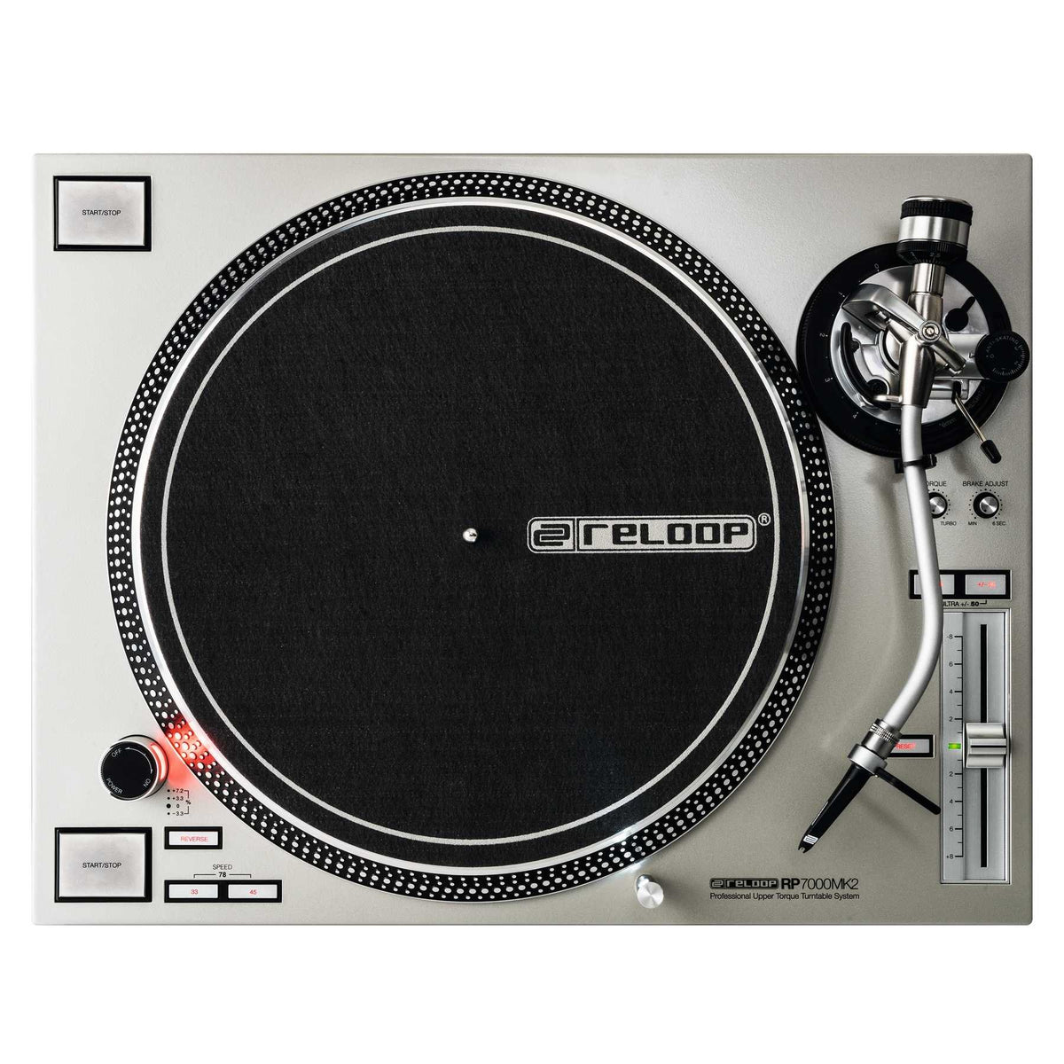 Reloop Rp-7000 Mk2 Professional Upper Torque Turntable System, Silver