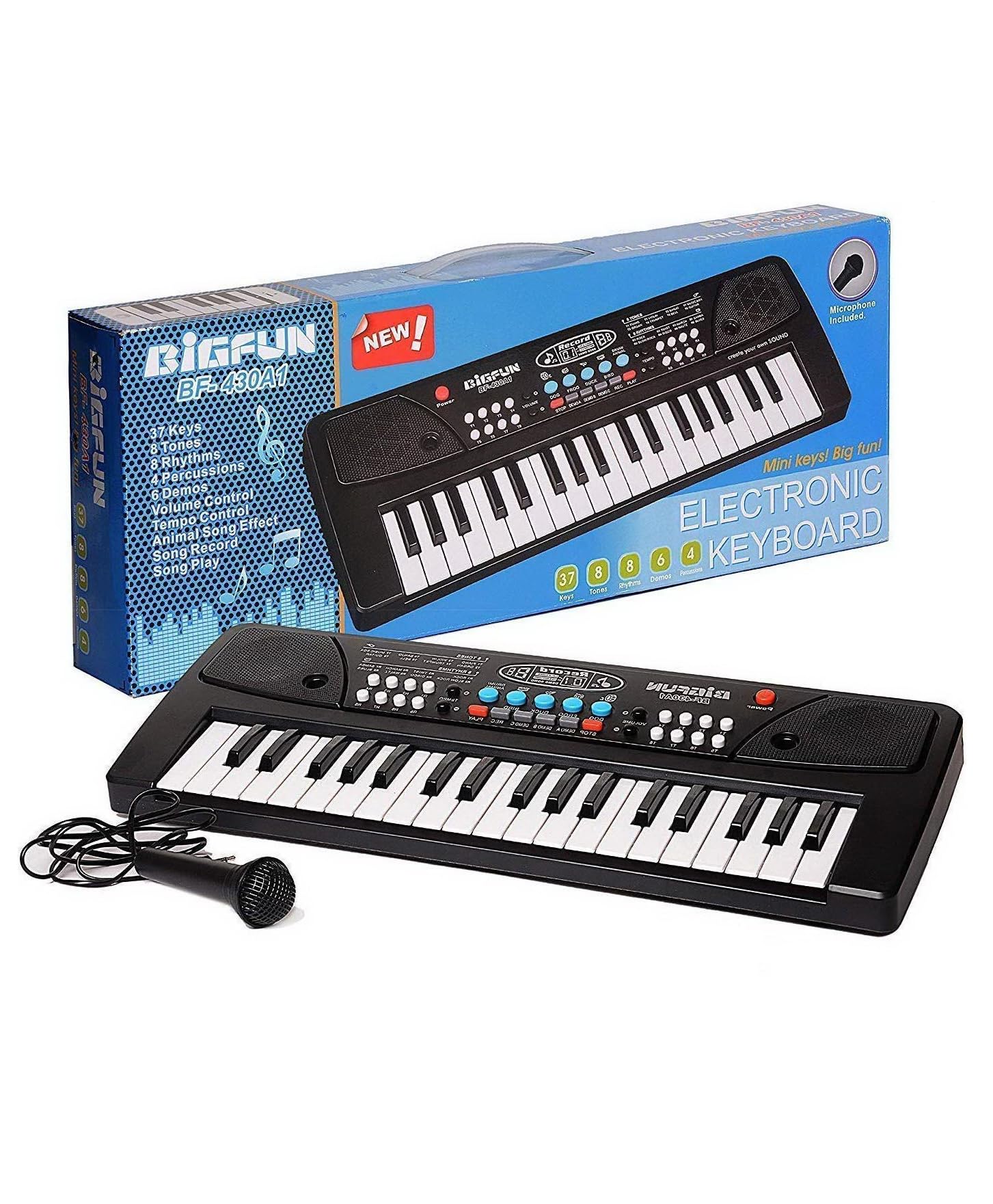 Urban Toys Keys Piano Keyboard Electronic Organ Multi-Function Portable With Microphone - Black | Digital Keyboard For Beginner 