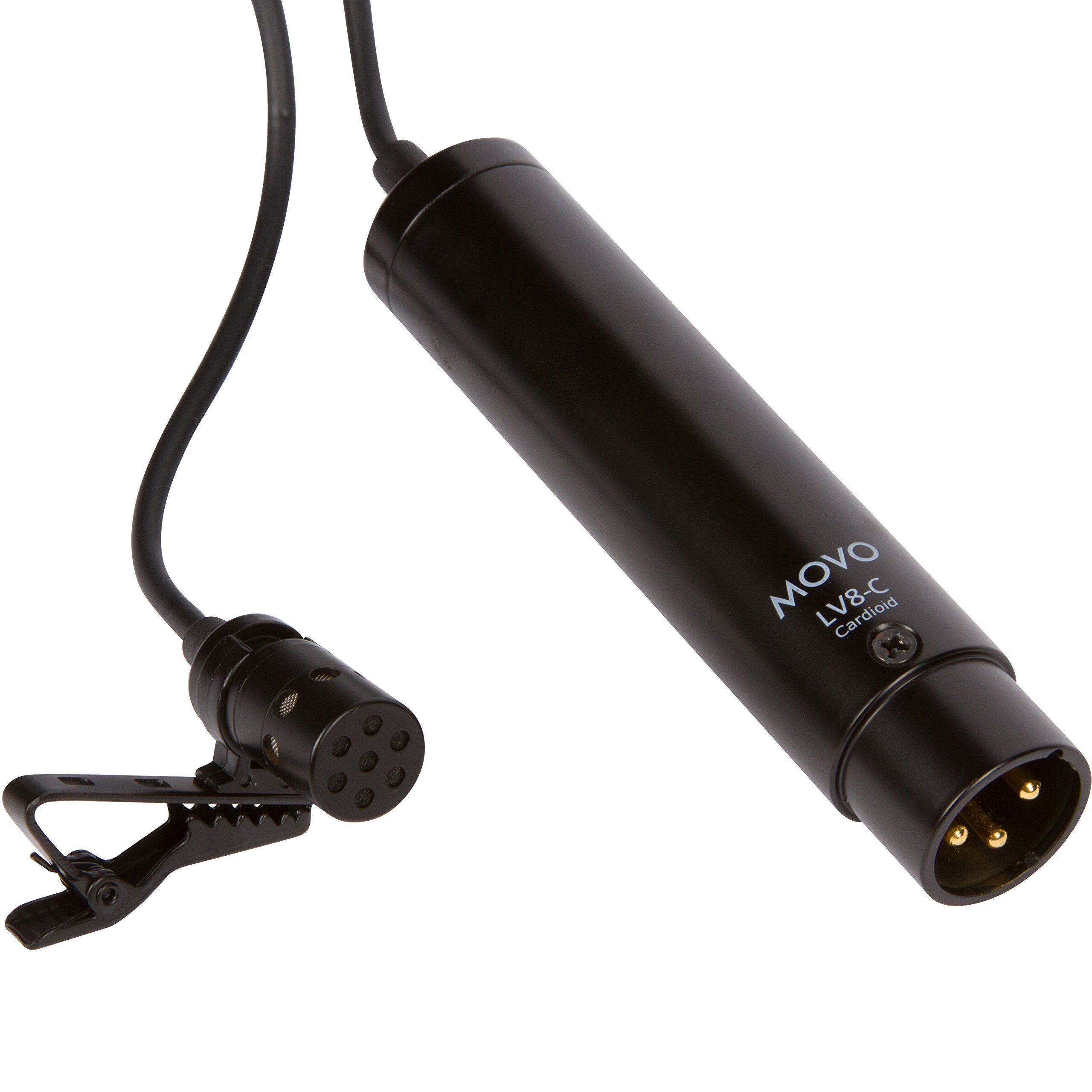 Movo LV8-C Broadcast-Quality XLR Lavalier Cardioid Condenser Wired Microphone with 12mm Mic Capsule for Accurate Voice Recording