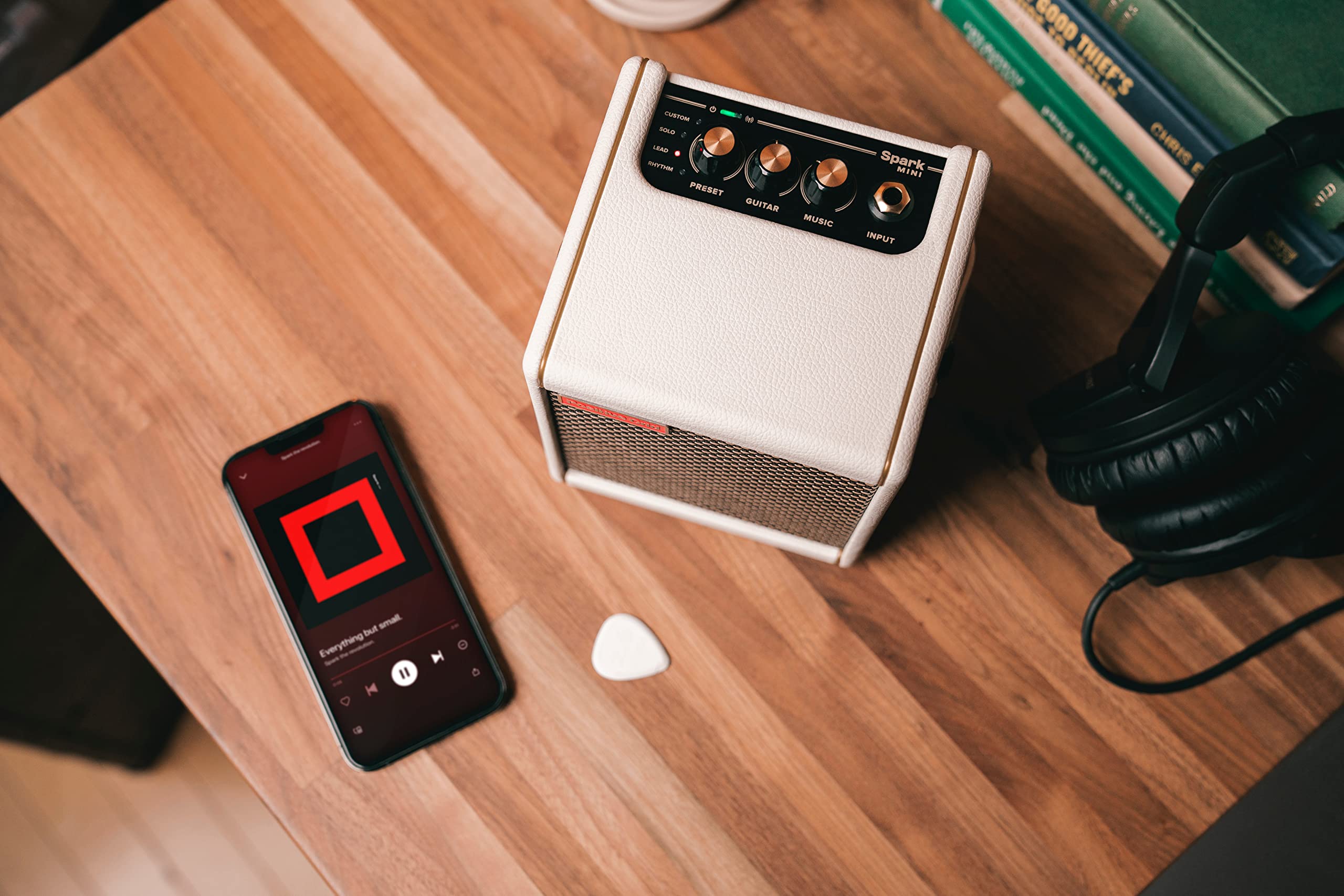 Positive Grid Spark Mini 10W Portable Smart Guitar Amp & Bluetooth Speaker with App for Playing Guitar at Home or Travel (Pearl)