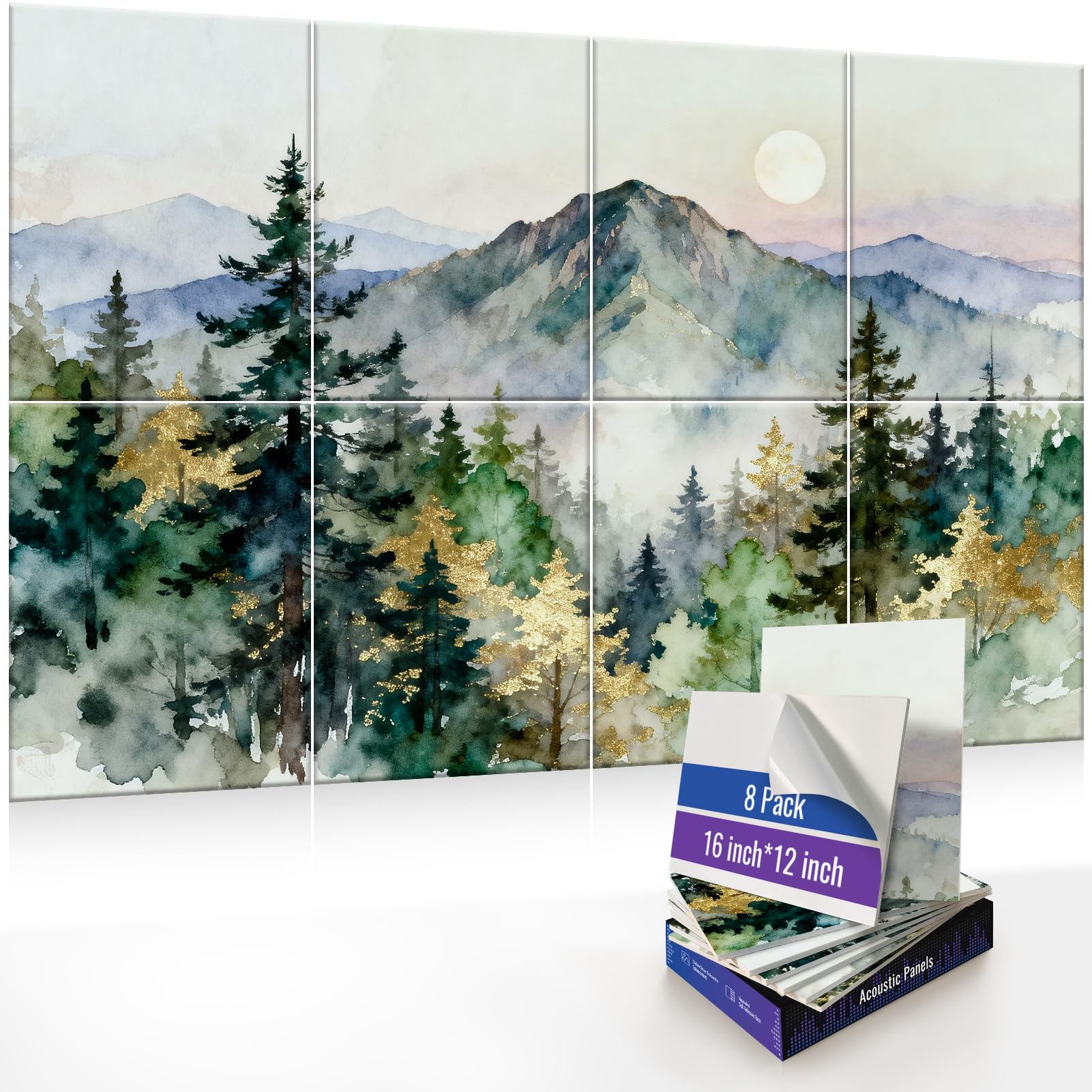 Sound Absorbing Wall Art, 8 Pack Acoustic Art Panels, Self-Adhesive Decorative Wall Panels for Home Office Recording Studio, 47.
