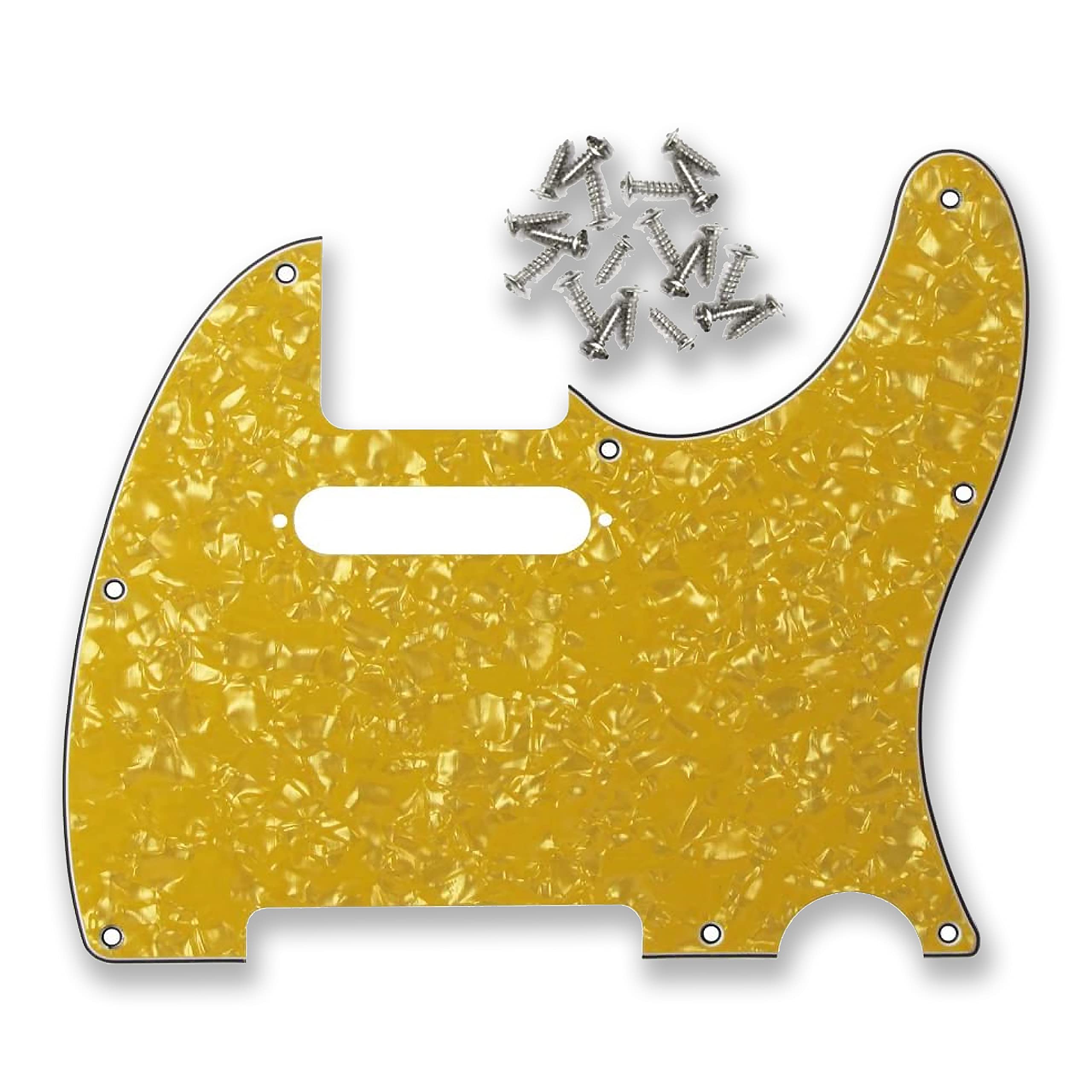 Bexgears 8 Hole Electric Guitar Pickguard For Tl Style Guitar Parts (4Ply Golden Pearl)