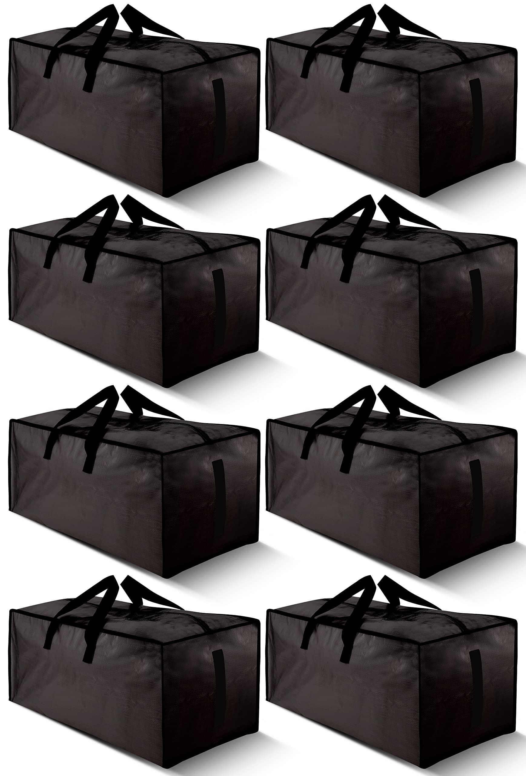 Homesure 8 Pack Large Strong Moving Bags With Zippers & Carrying Handles - Water-Resistant - Heavy Duty Storage Tote For Space S