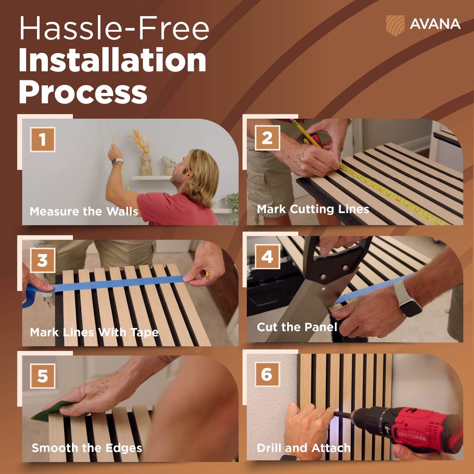 Avana Modern Acoustic Wood Wall Panels - 47.2 X 12.6 Inch White Oak Acoustic Panels 2 PCs - Wall Panels For Interior Wall Decor