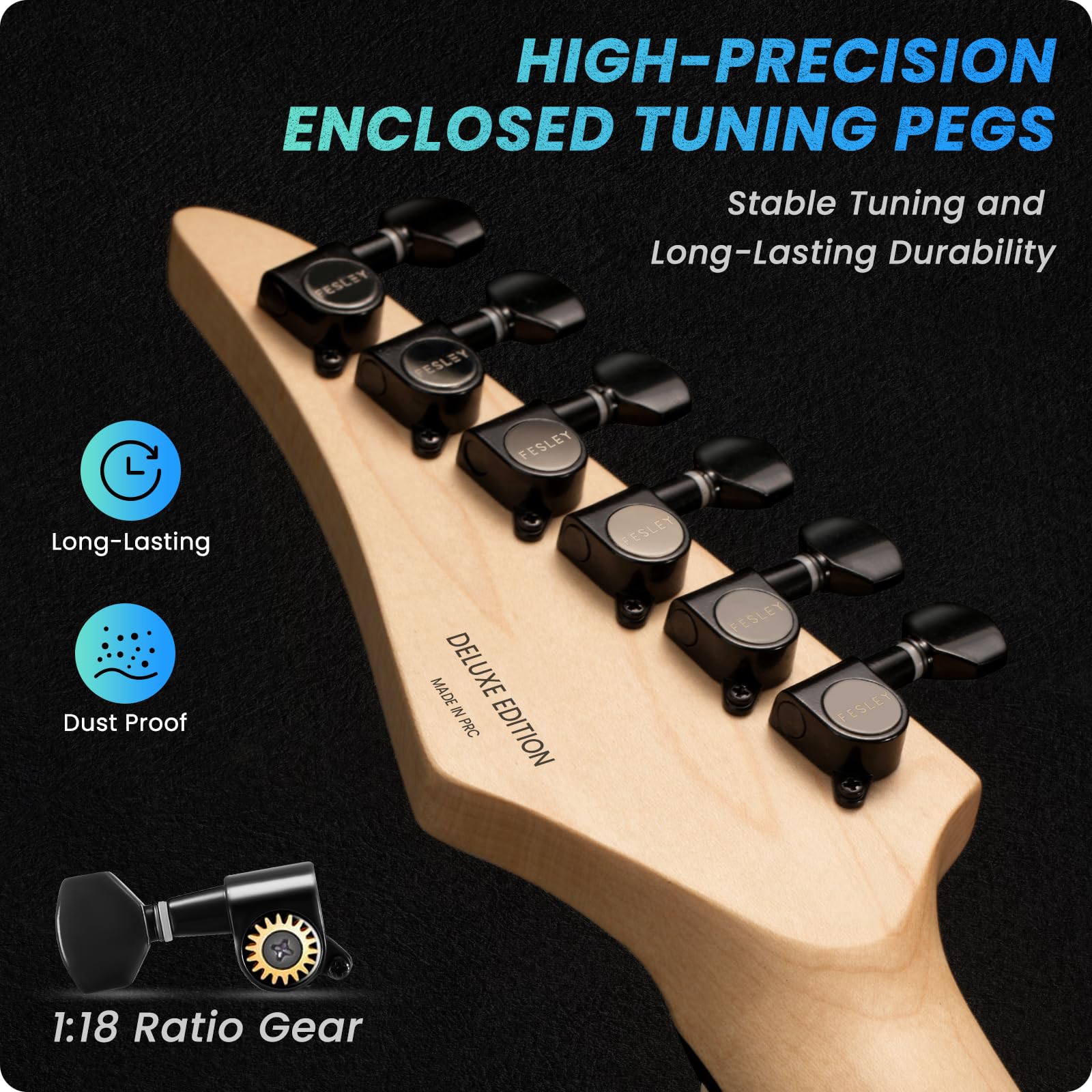 Fesley X 39'' Solid Body Electric Guitar: Electric Guitar Kit with Bone Nut, Full Size 6 String Guitars with 24 Frets,Poplar Bod