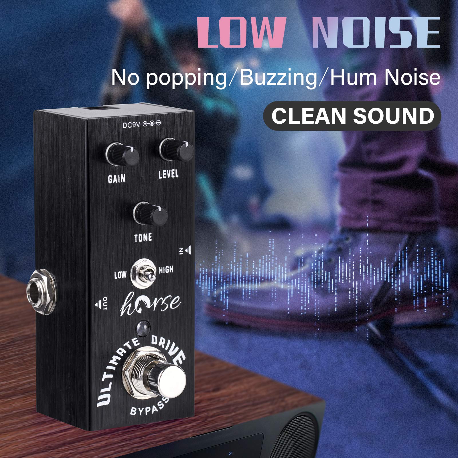 Guitar Pedal, Horse Electric Guitar Effects Pedals Mini Single Type DC 9V True Bypass (Black)