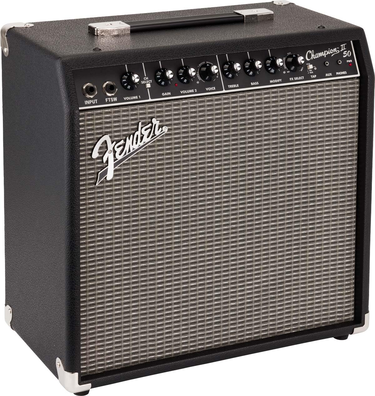 Fender Champion II 50-Watt Guitar Combo Amplifier Bundle with Instrument Cable, Picks, and Austin Bazaar Instructional Video