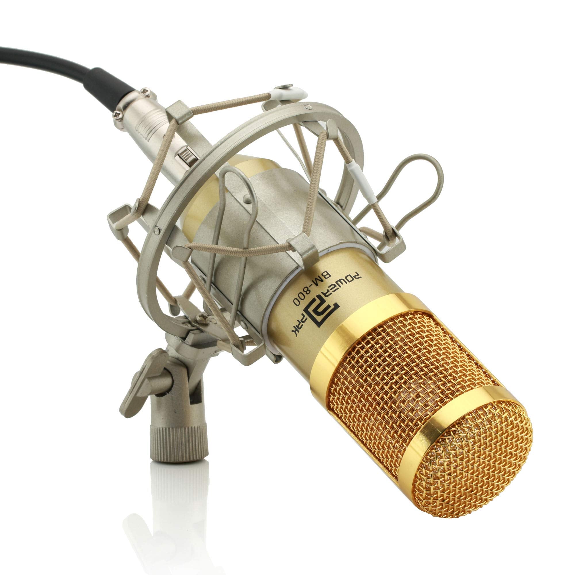 Powerpak Bm-800 Gold Professional Condenser Microphone With Metal Shock Mount (Requires Phantom Power Or Sound Card) - Xlr