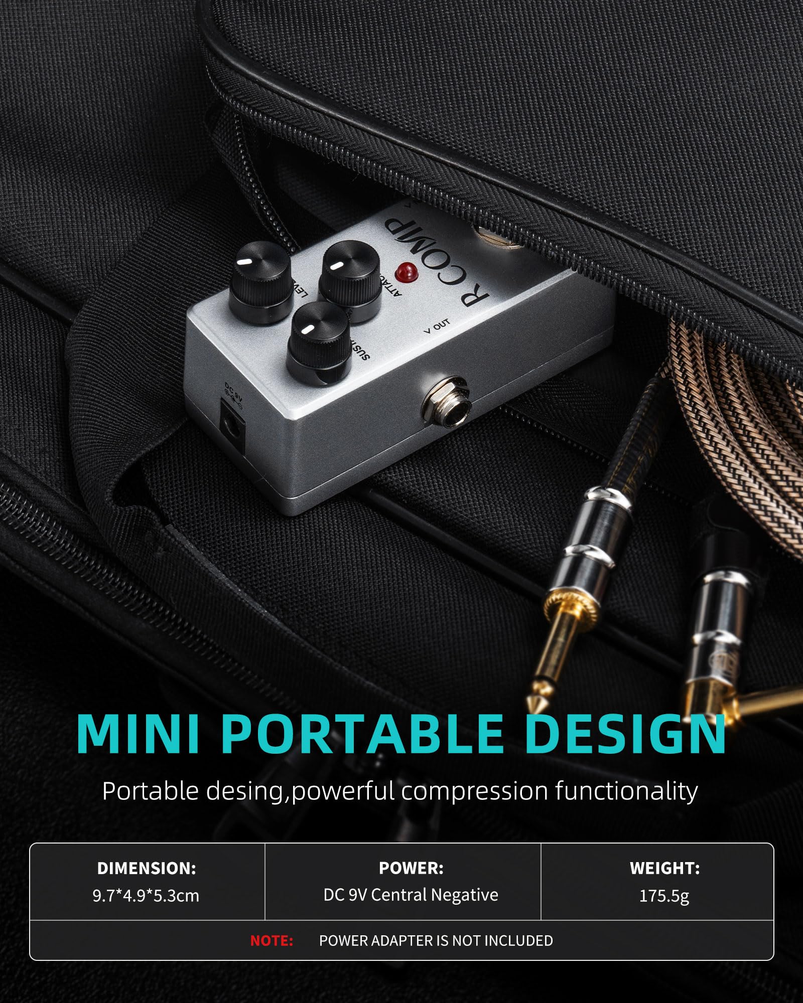 LEKATO Compressor Pedal, FET Compressor Effect Pedal, Mini Compressor Pedal Analog for Electric Guitar and Bass, True Bypass 9V