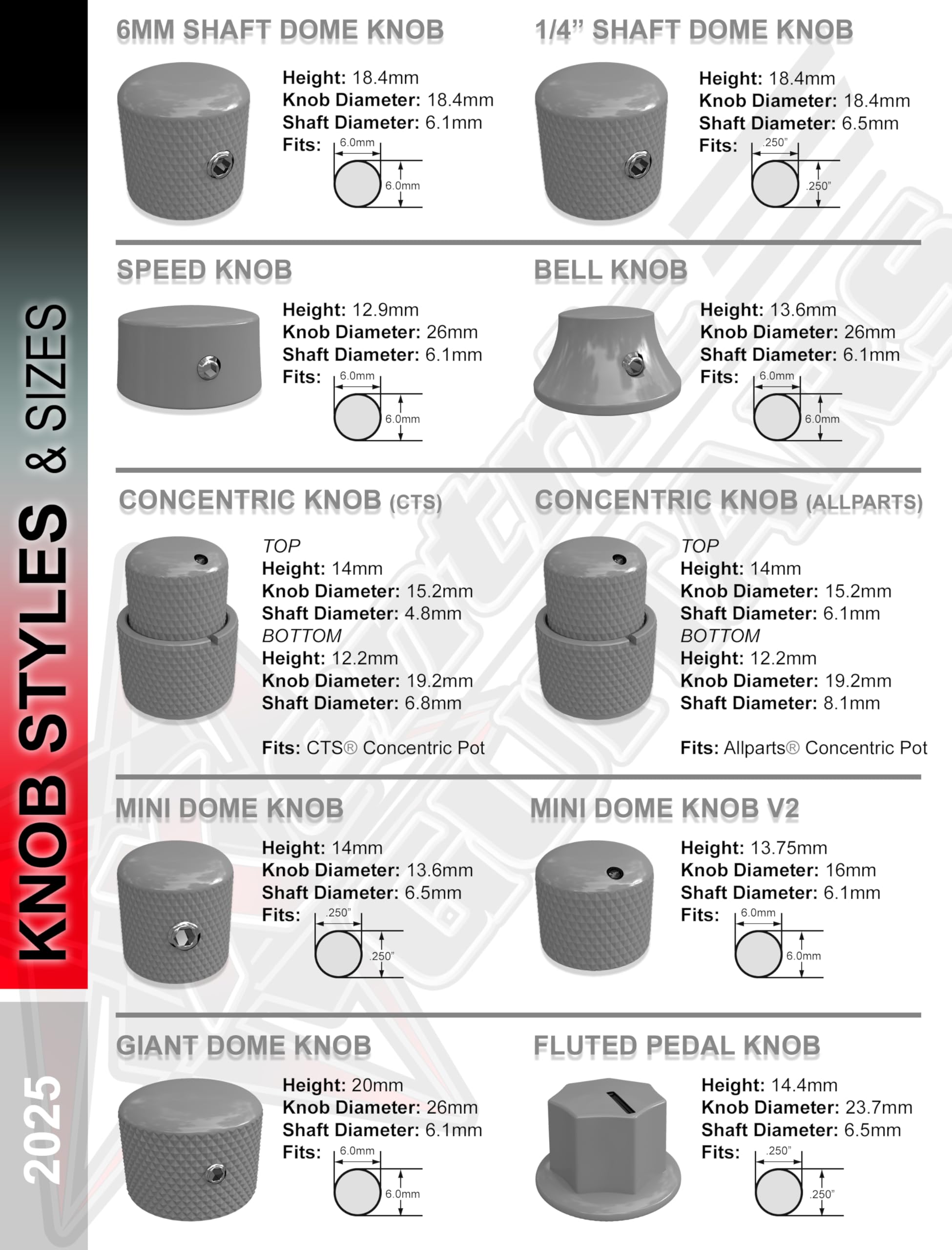 Xentric Guitars - AUTUMN PEARL Series 6mm Resin Dome Knobs (3 Knobs, Purple Autumn Pearl)