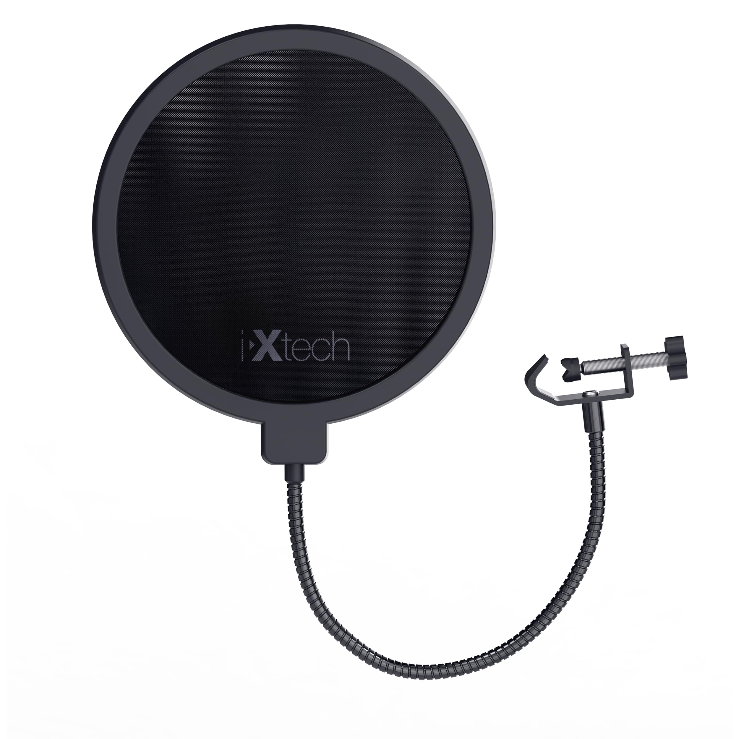 IXTECH Pop Filter for Mic Microphone, Blue Yeti Mic Pop Filter Dual Layered Wind Pop Screen with a Flexible 360 Degree Gooseneck