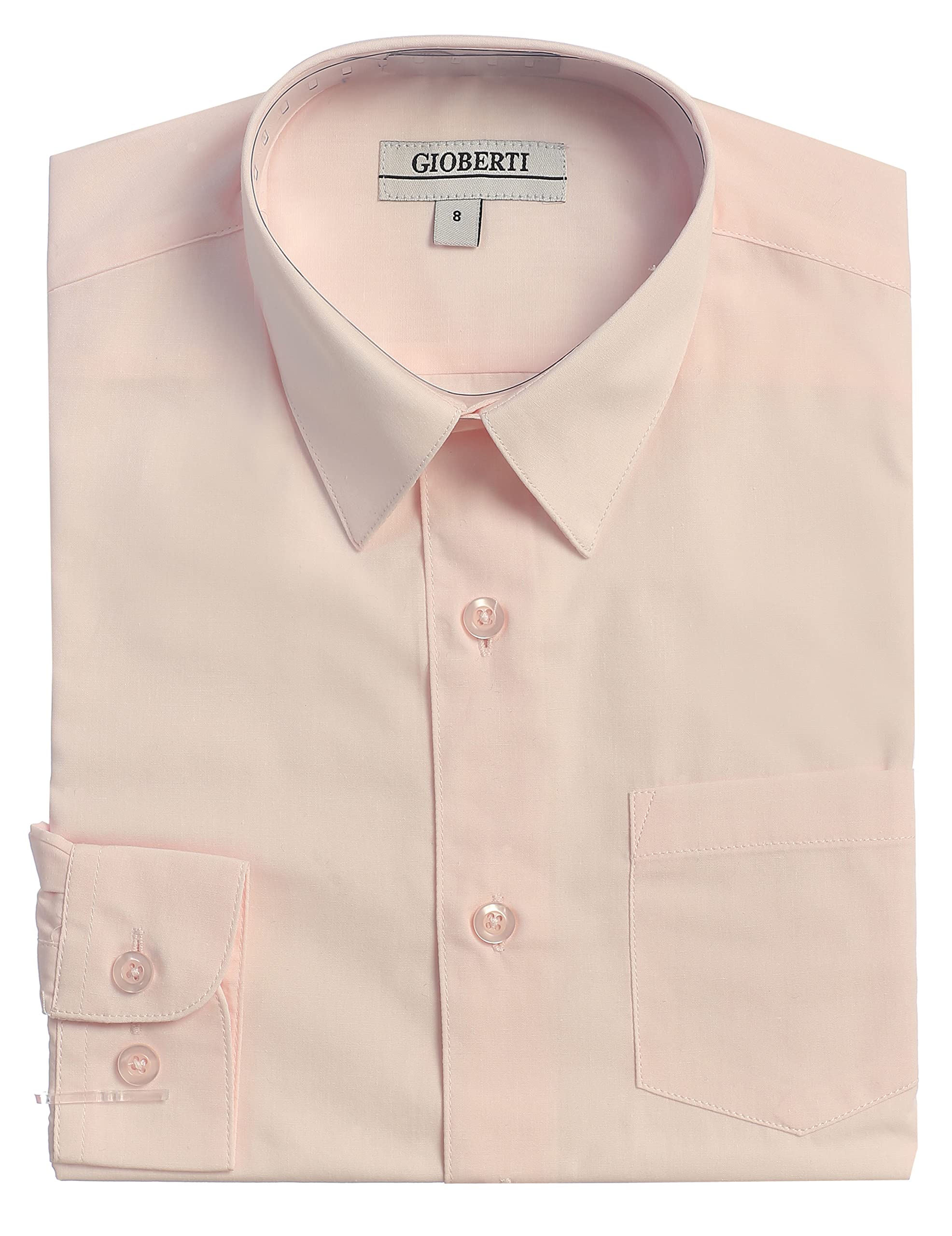 Gioberti Boys Long Sleeve Solid Dress Shirt, Pink, 3T