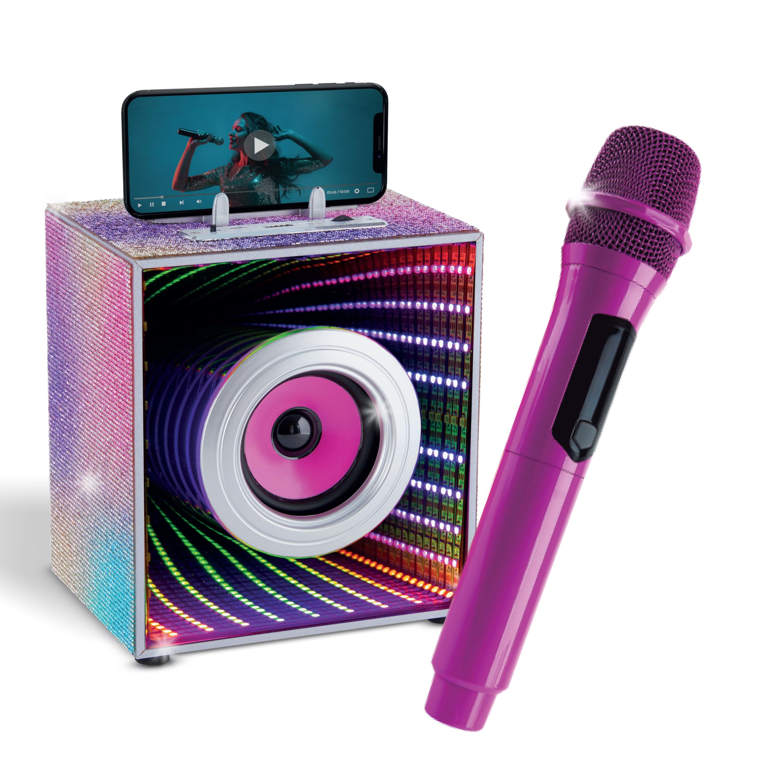 Pop Star Infinity: Portable Karaoke Speaker & Mic, Powerful Bluetooth Karaoke Speaker With Wireless Microphone & Led Lights