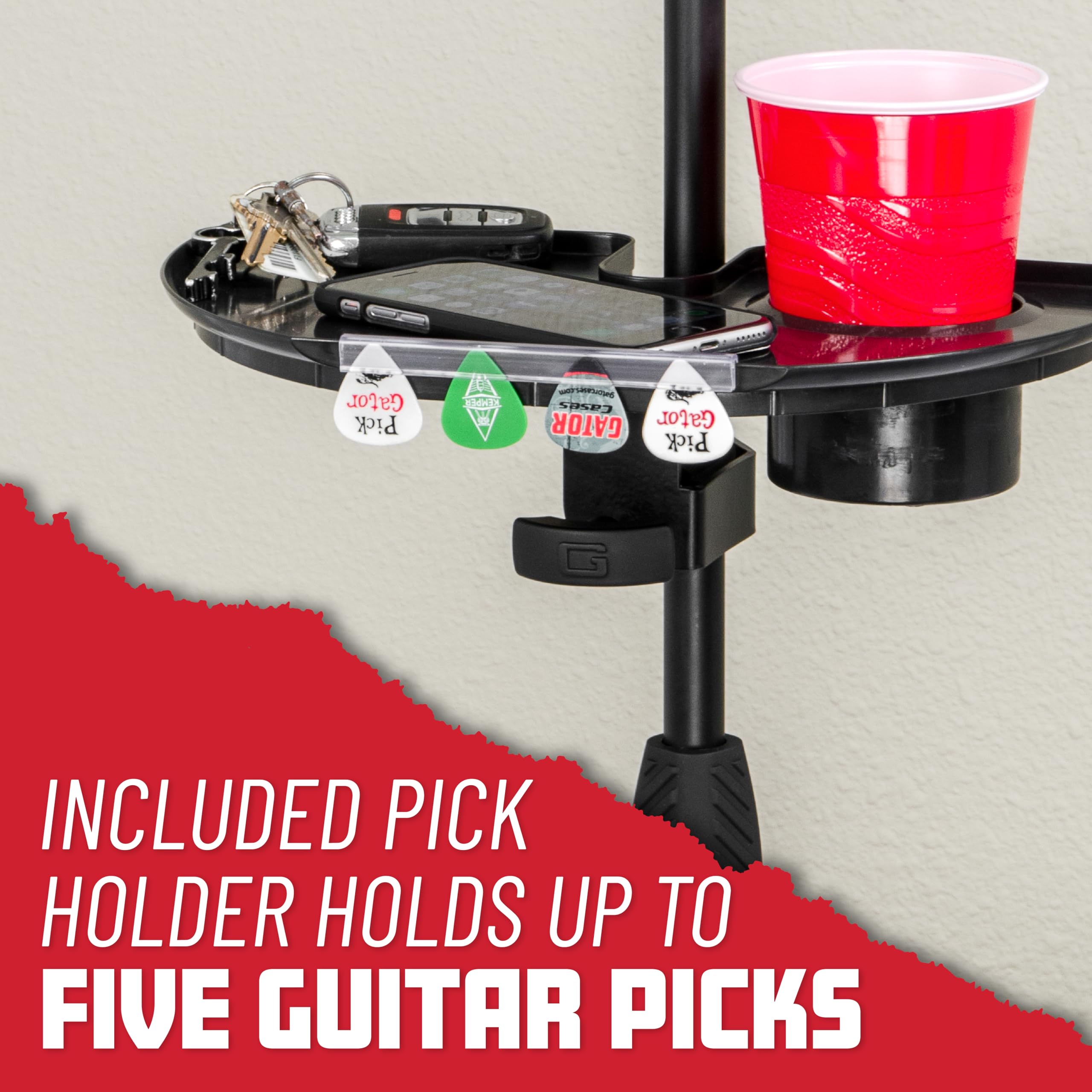 Mic Stand Accessory Tray with Drink Holder