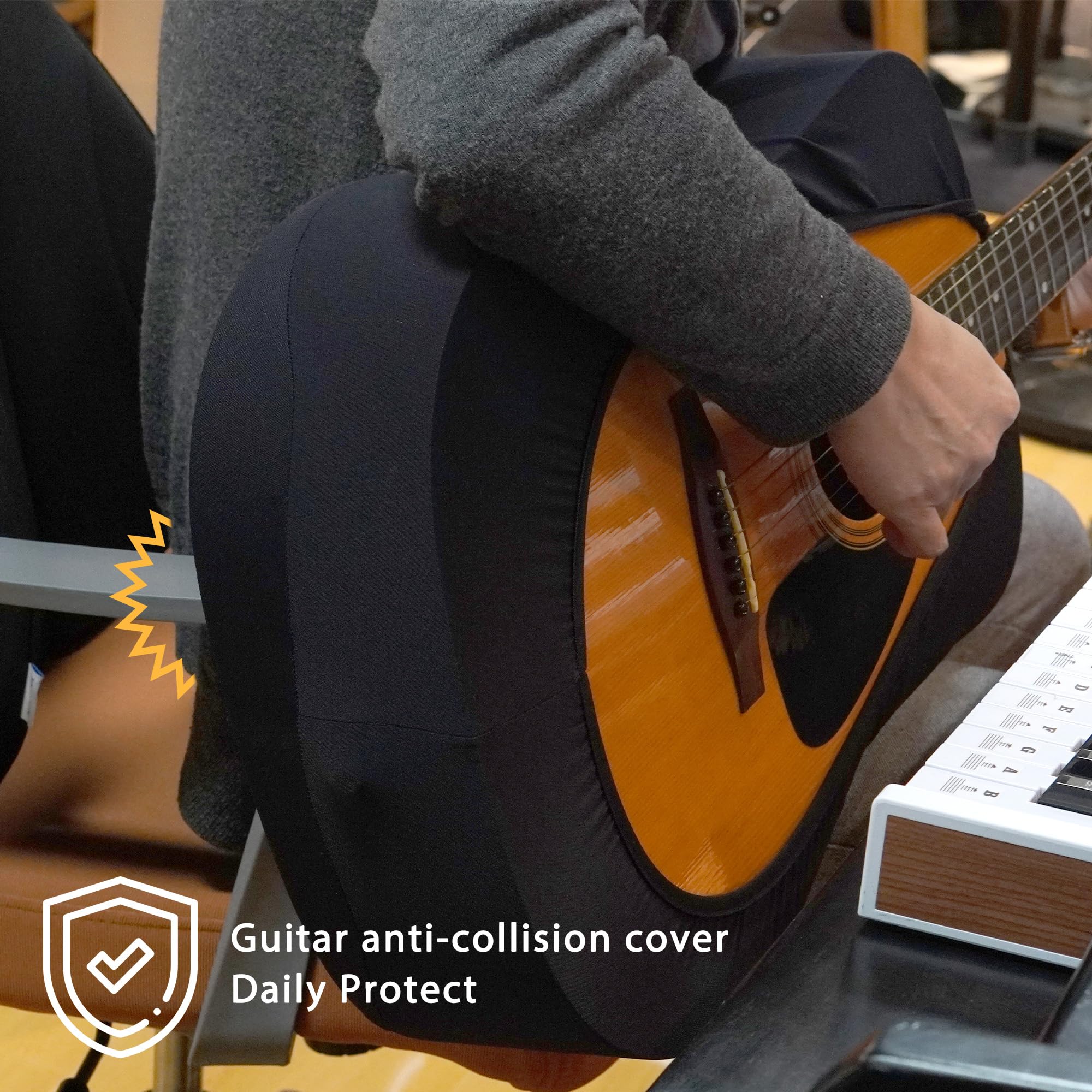 Musiin Premium Black Dust Cover for Acoustic and Bass Guitars - Tailored Protection compatible with Fender Gibson Martin Taylor