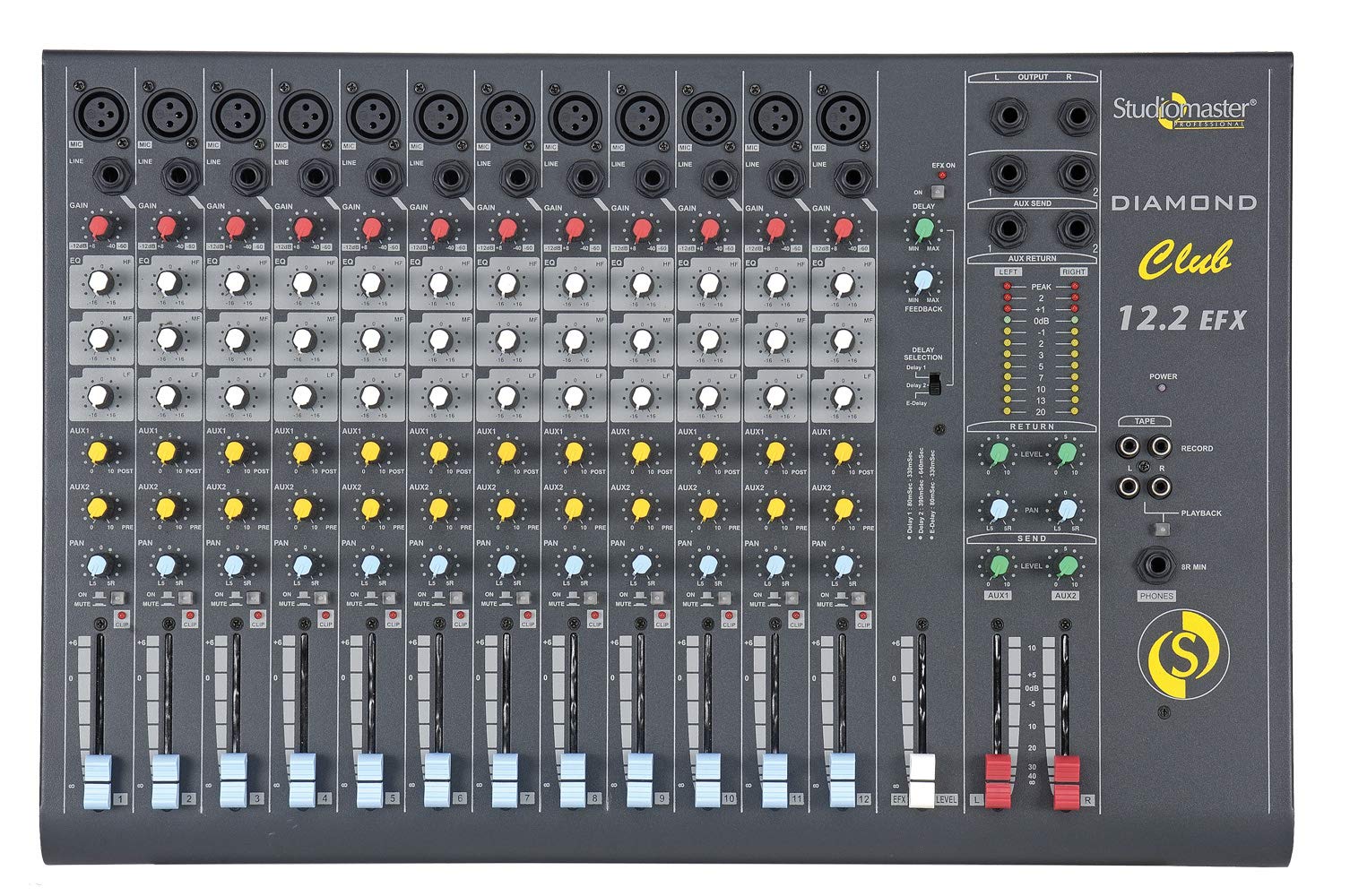 Studiomaster 12 Mic/Line Inputs + Efx Channel Mixer(Dc 12.2 Efx)