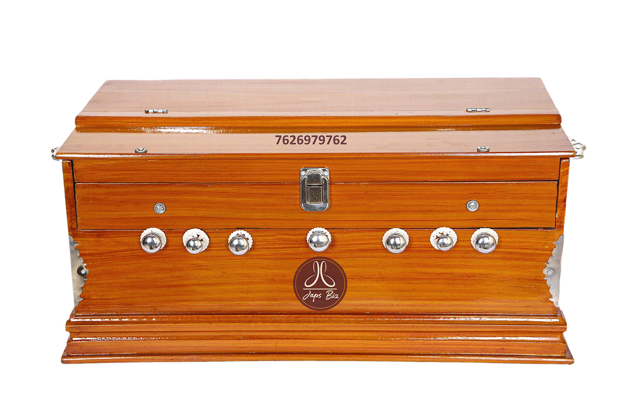 Japs Biz 39 Keys Harmonium With 7 Stoppers | Double Bellow Bass Male Harmonium | Two Reeds | 440Hz Tuning | Long Sustain Sound F