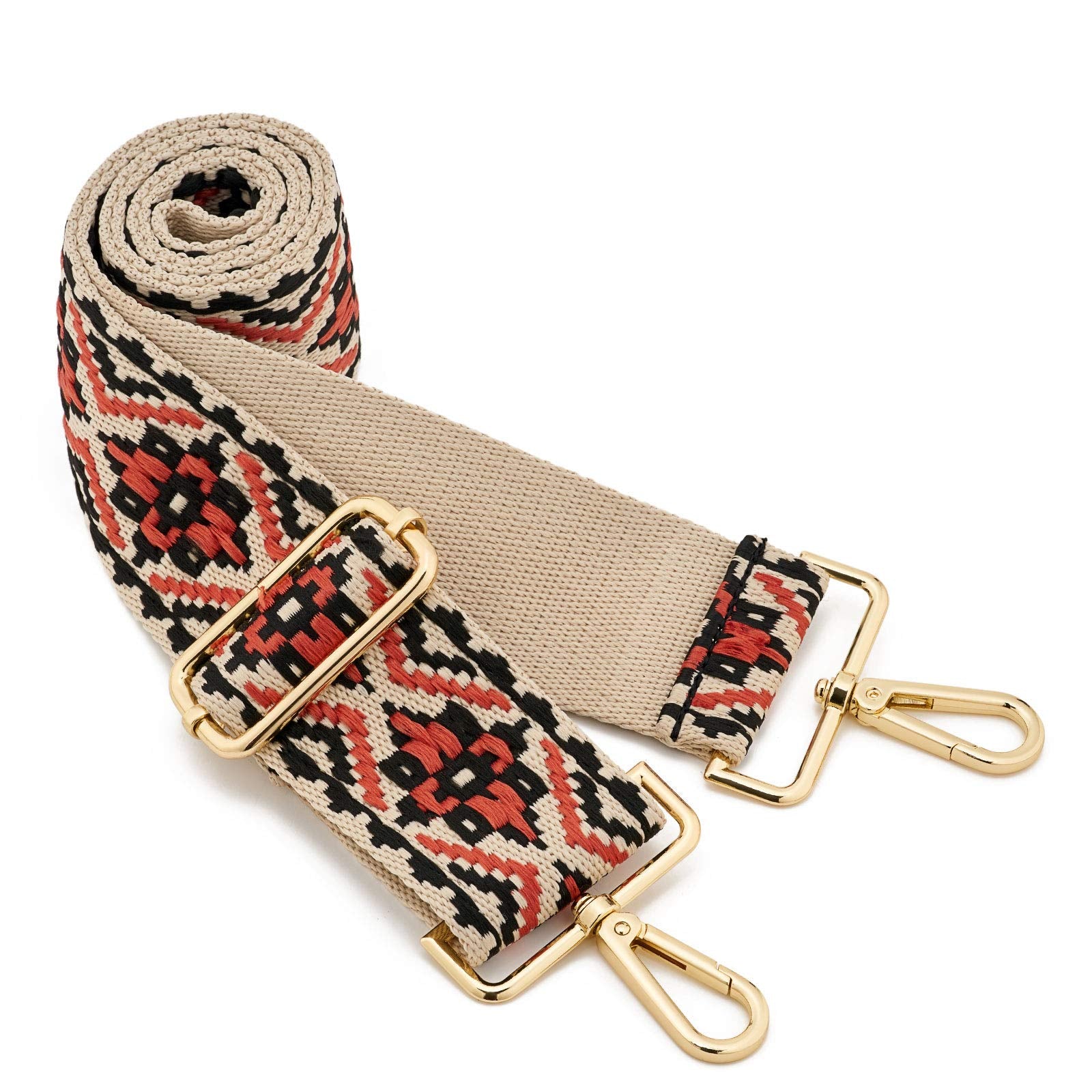 Wide Shoulder Strap Adjustable Replacement Belt Guitar Style Crossbody Bag Handbag Strap Multicoloured Canvas Straps (Wide: 1.97