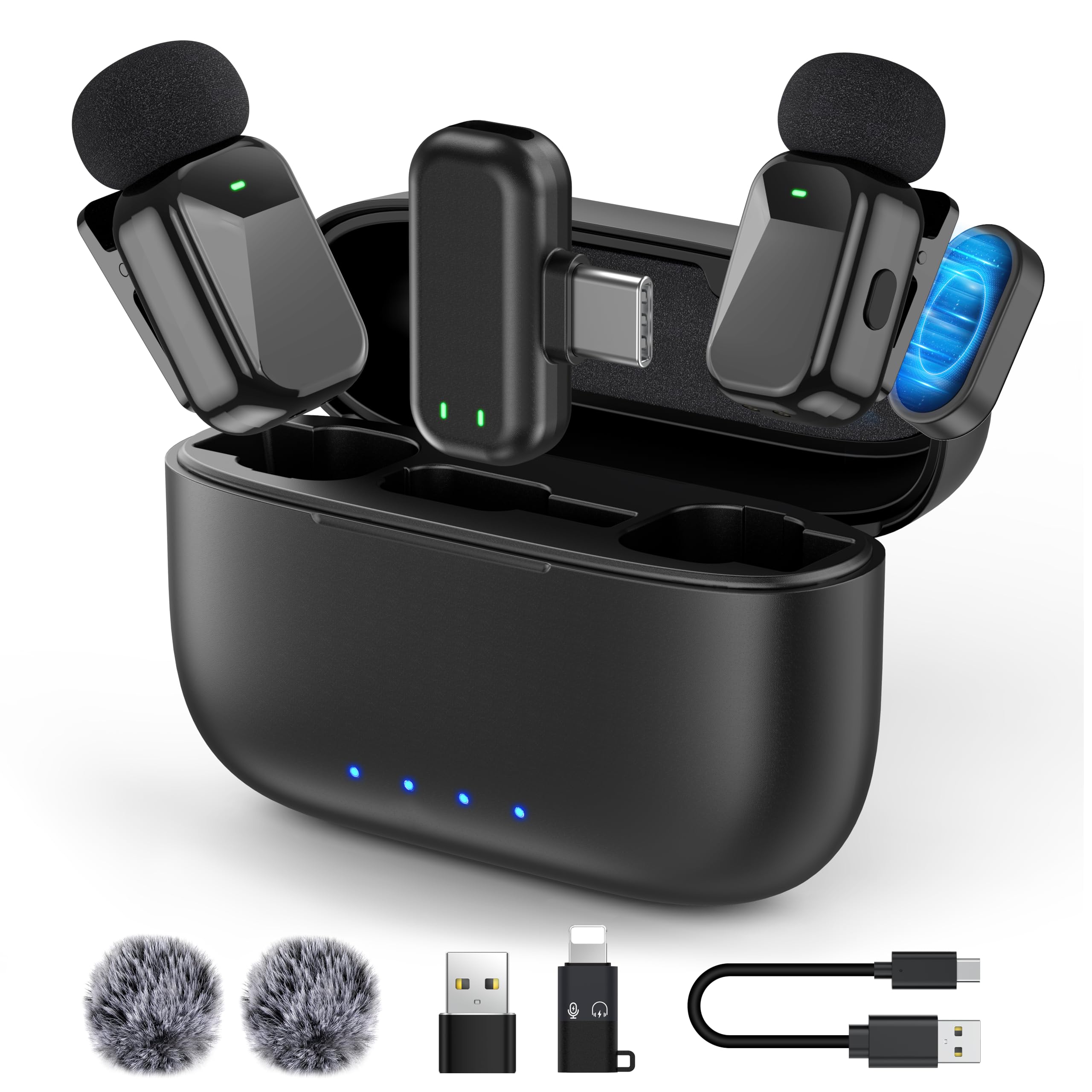 HEHOTTC 2 Pack Mini Wireless Lavalier Microphone for Lightning iOS Devices - Noise Reduction LAPE iPad Mic for Recording, Clip o