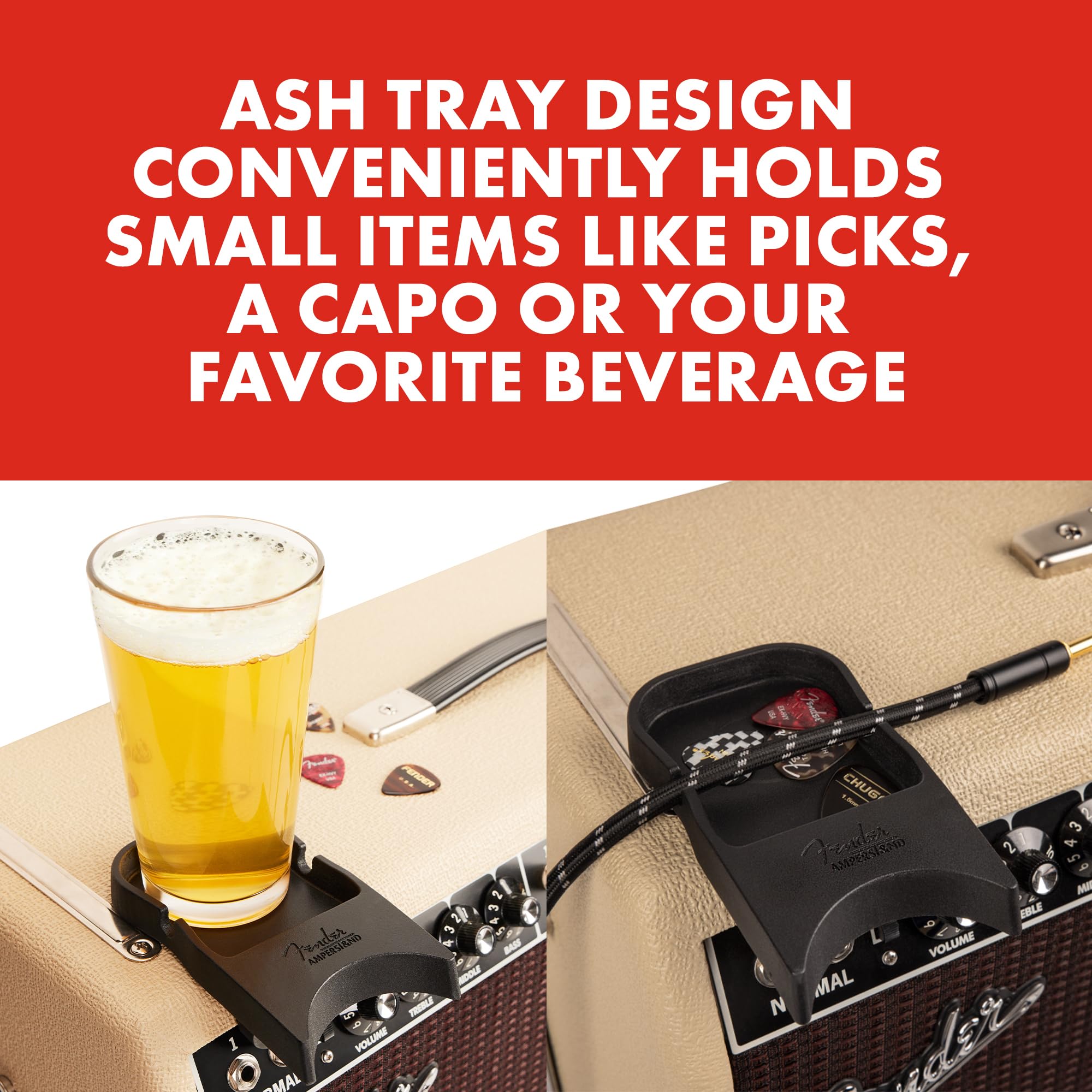 Fender Amperstand Guitar Amp Stand, Guitar Neck Rest Turns any Flat Surface into a Stand, Holds Picks, Cables, and More