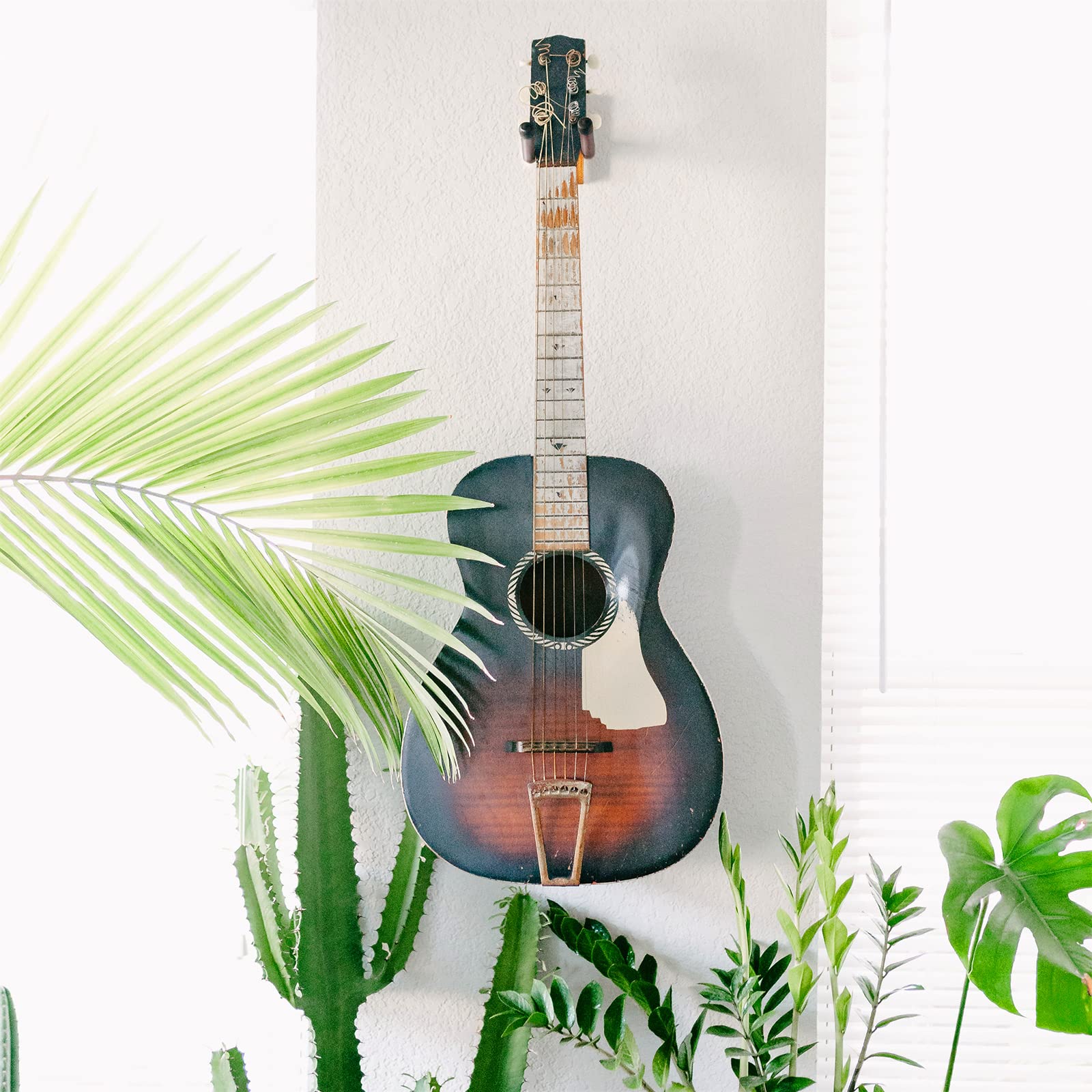 Guitar Hanger - Guitar Wall Mount 2 pack, Hardwood Guitar Wall Hanger with Screws, V-Shaped Guitar Mount Hanger Hook Holder Stan