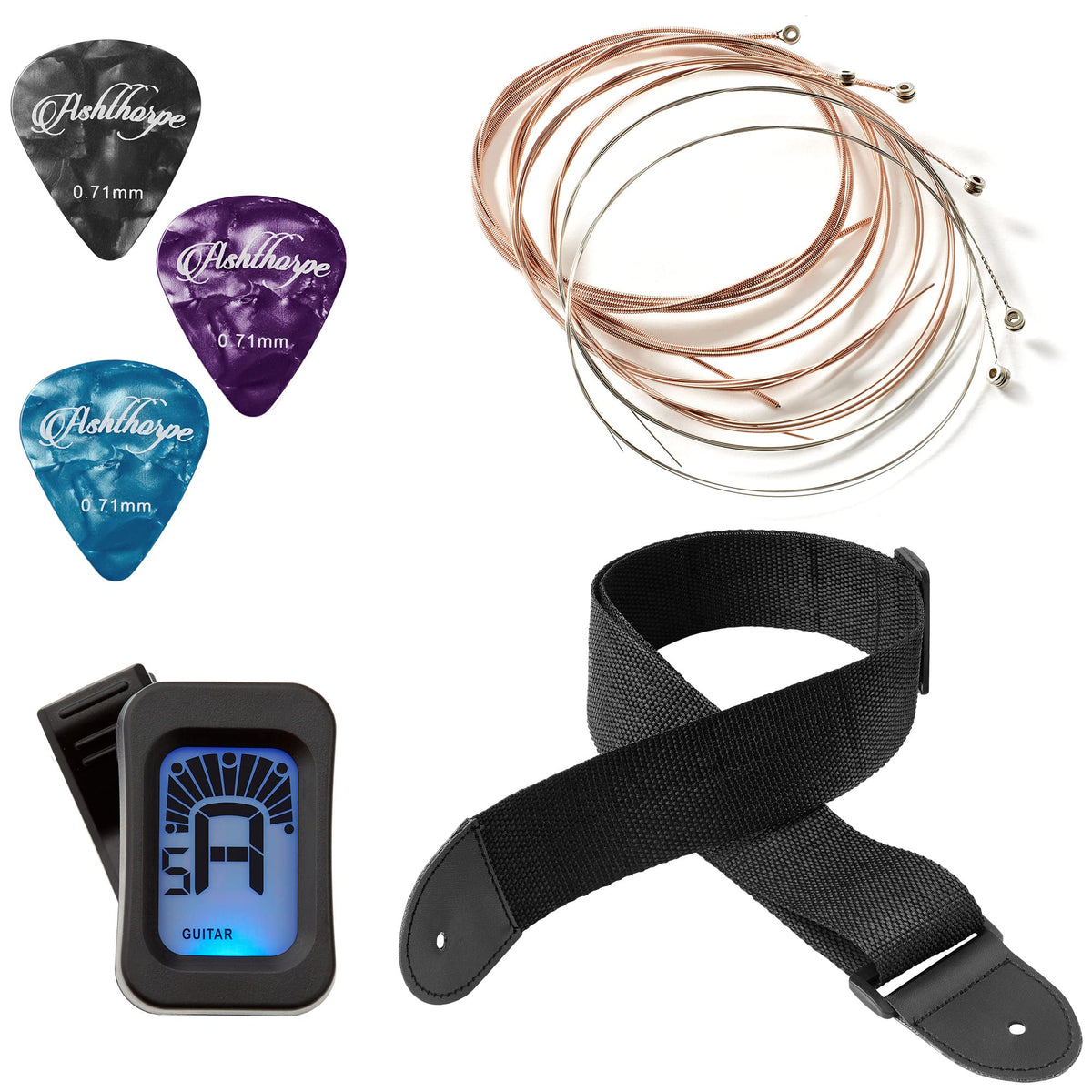 Guitar String Package Ashthorpe 41-Inch Beginner Cutaway Acoustic Guitar Package (Natural ...