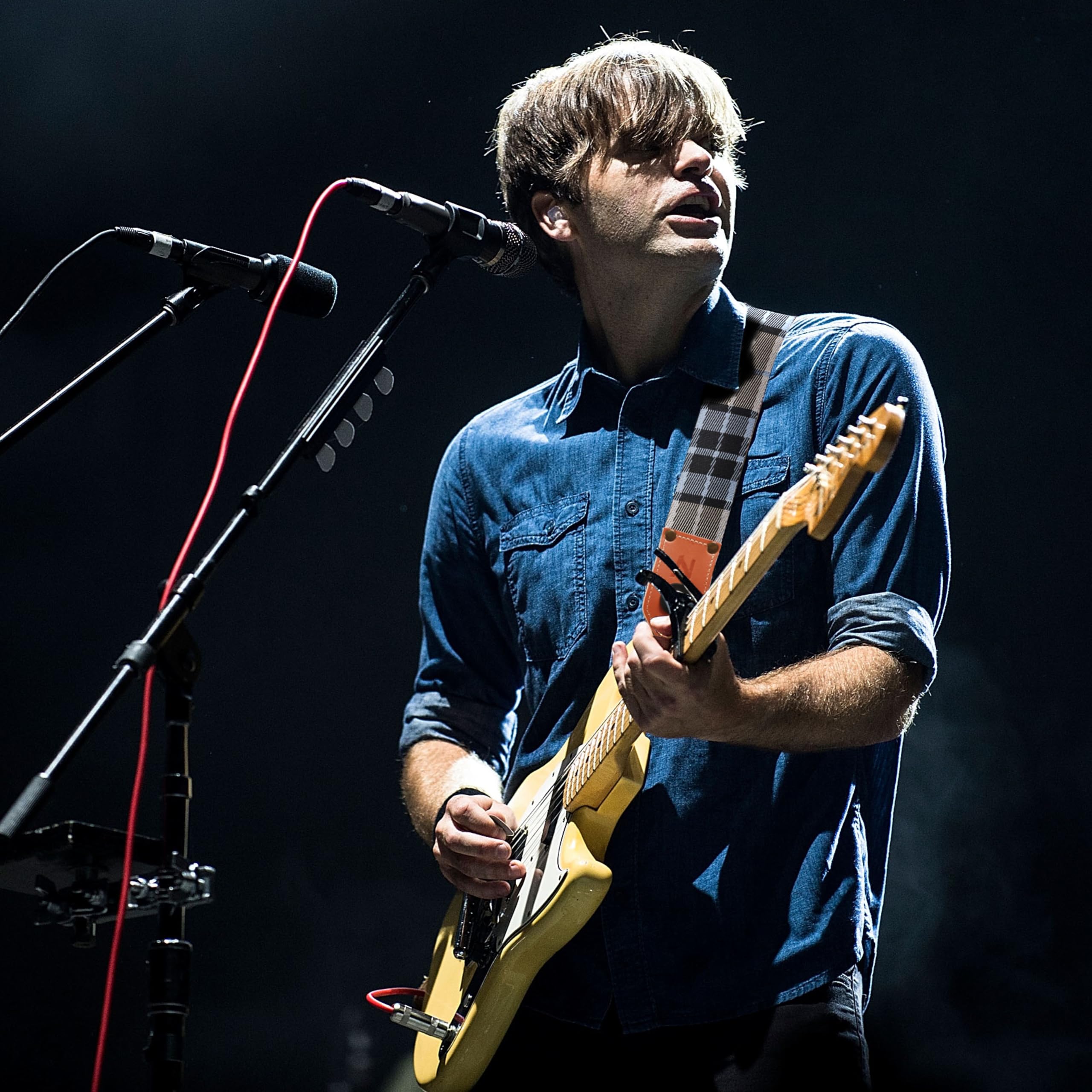 Nefelibata Cool Woven Guitar Strap with Thicked First Layer Vegetable Tanned Cowhide Leather Ends for Acoustic, Bass, Electric G