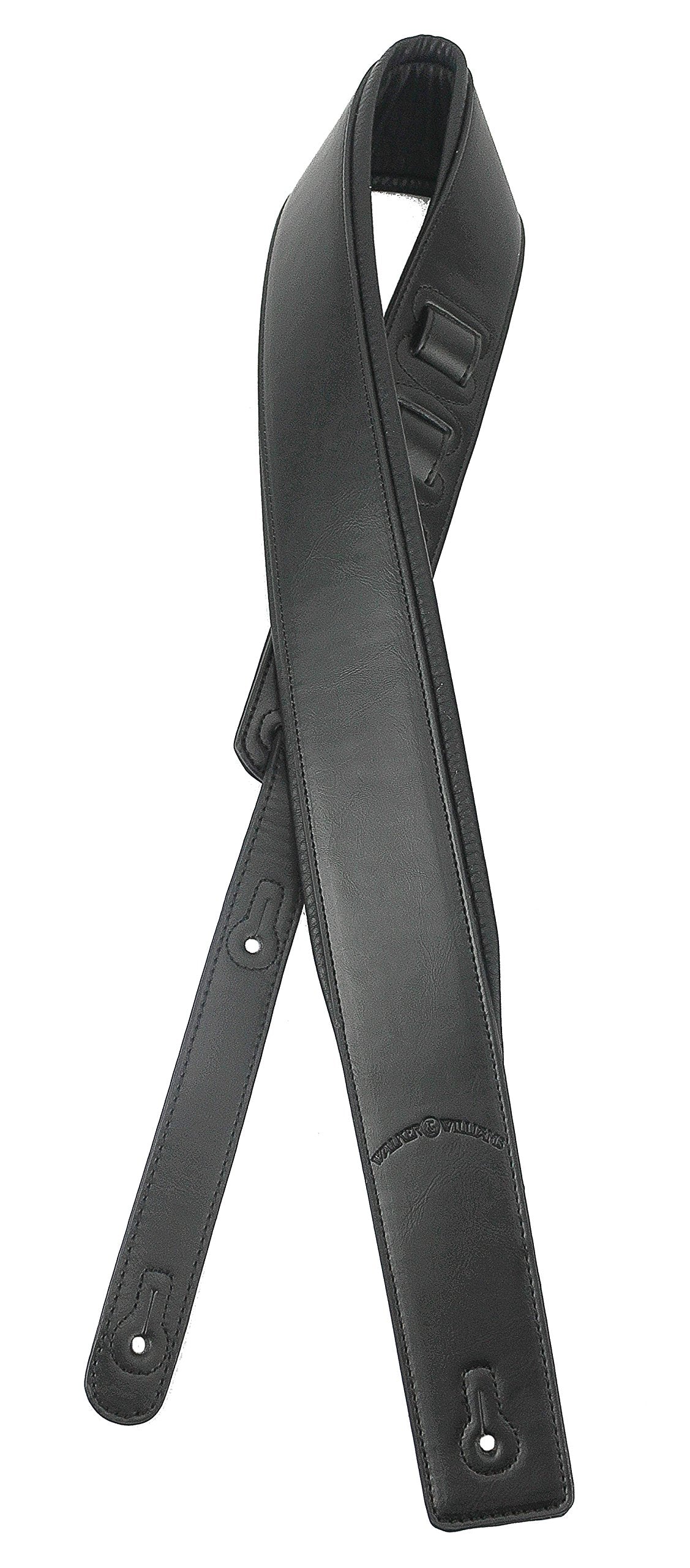 Walker & Williams G-918 Handmade Natural Finish Black Leather Padded Guitar Strap For Acoustic, Electric, And Bass Guitars