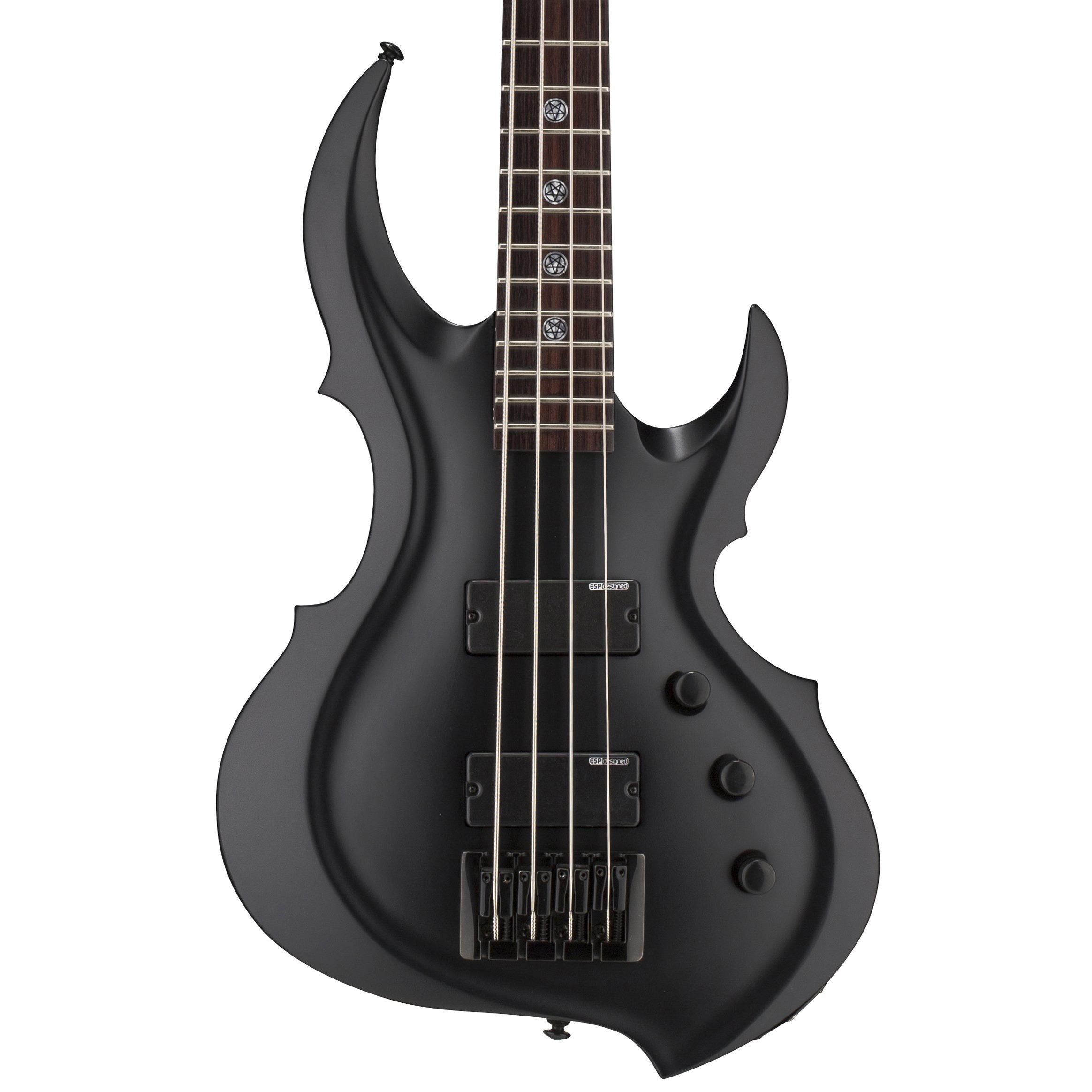 ESP LTD TA-204 FRX Signature Series Tom Araya Bass Guitar, Black Satin