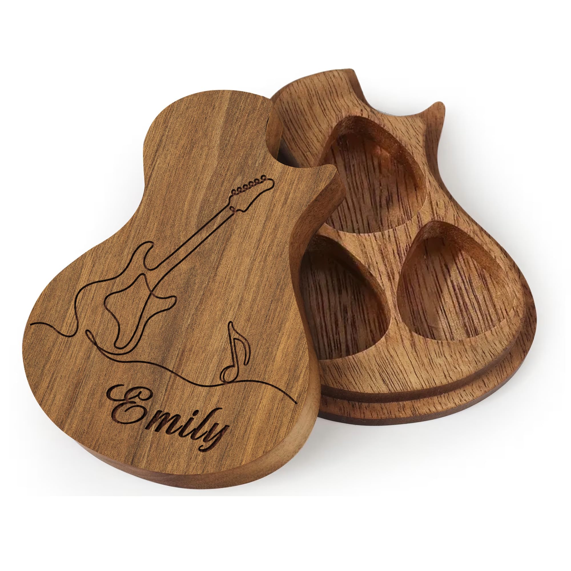 Personalized Guitar Pick Holder Engraved Wooden Guitar Picks Holder Custom Guitar Pick Case Box Gifts For Men Him Birthday Valen